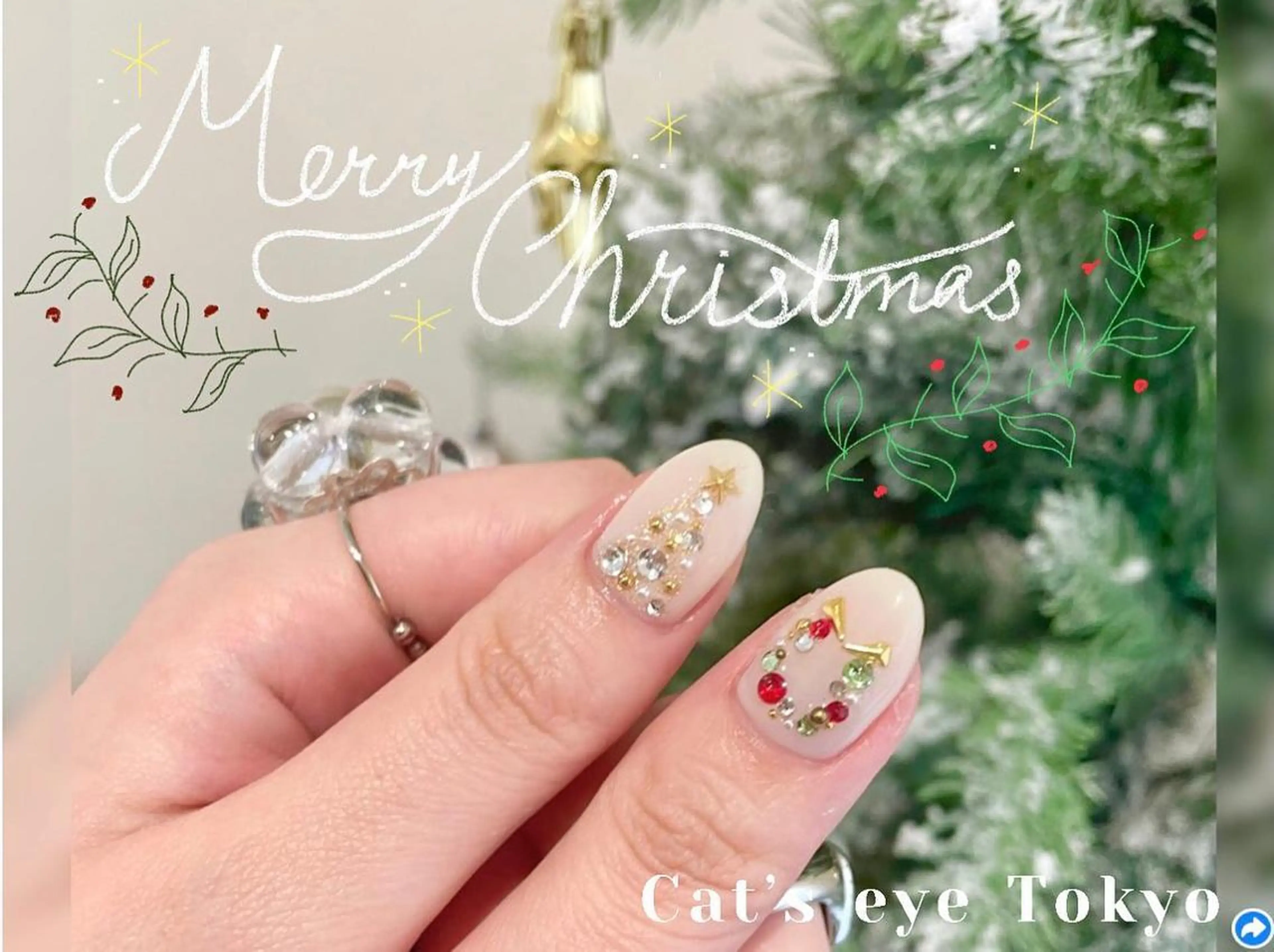 ネイル マツエク・マツパ 冬ネイル クリスマス Cat's eye TOKYO 新宿店のネイルデザイン
