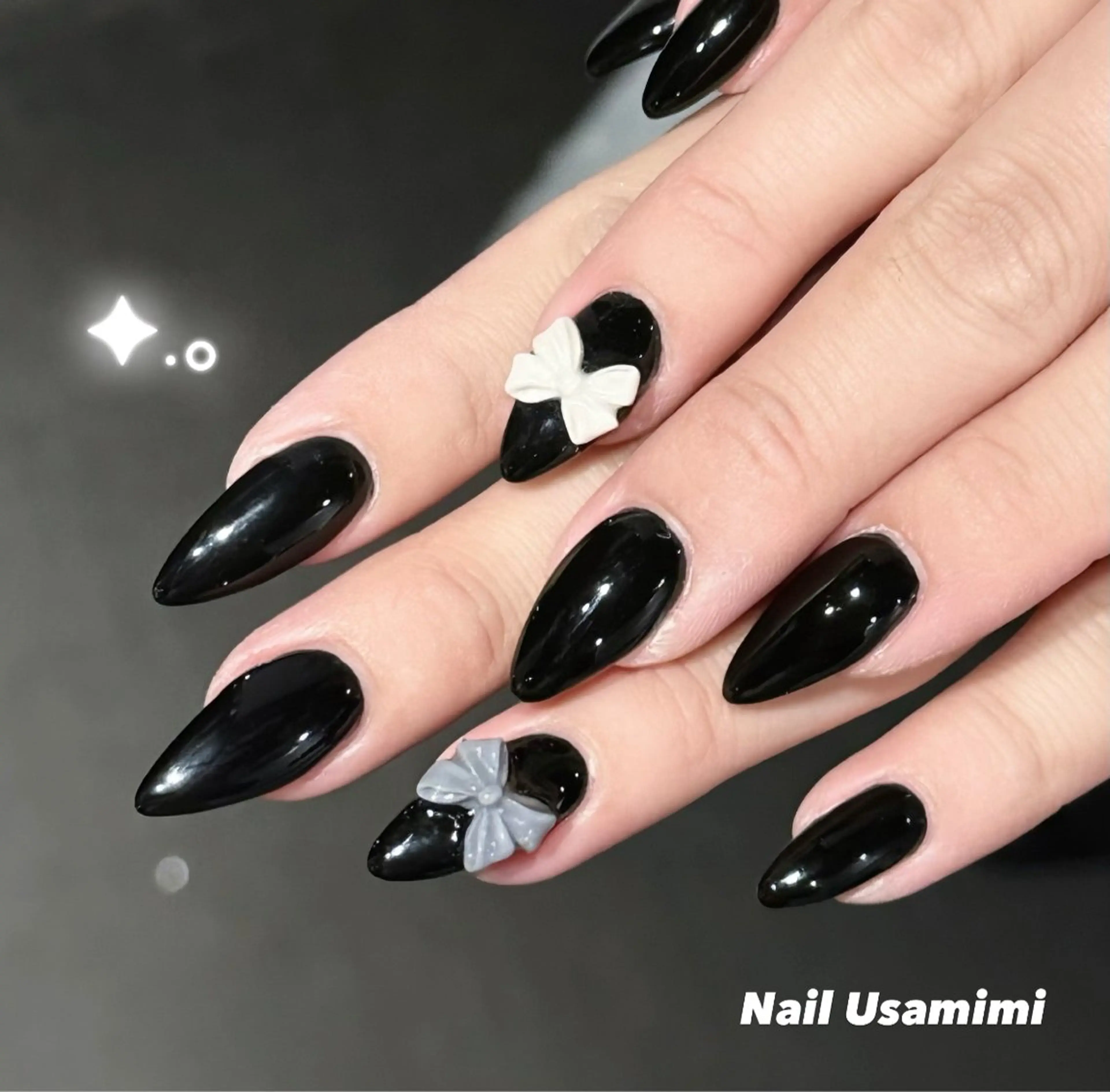 ネイル 成人式 韓国ネイル リボン シンプルネイル ワンホンネイル 本町NailUsaM imi MOMOKAのネイルデザイン