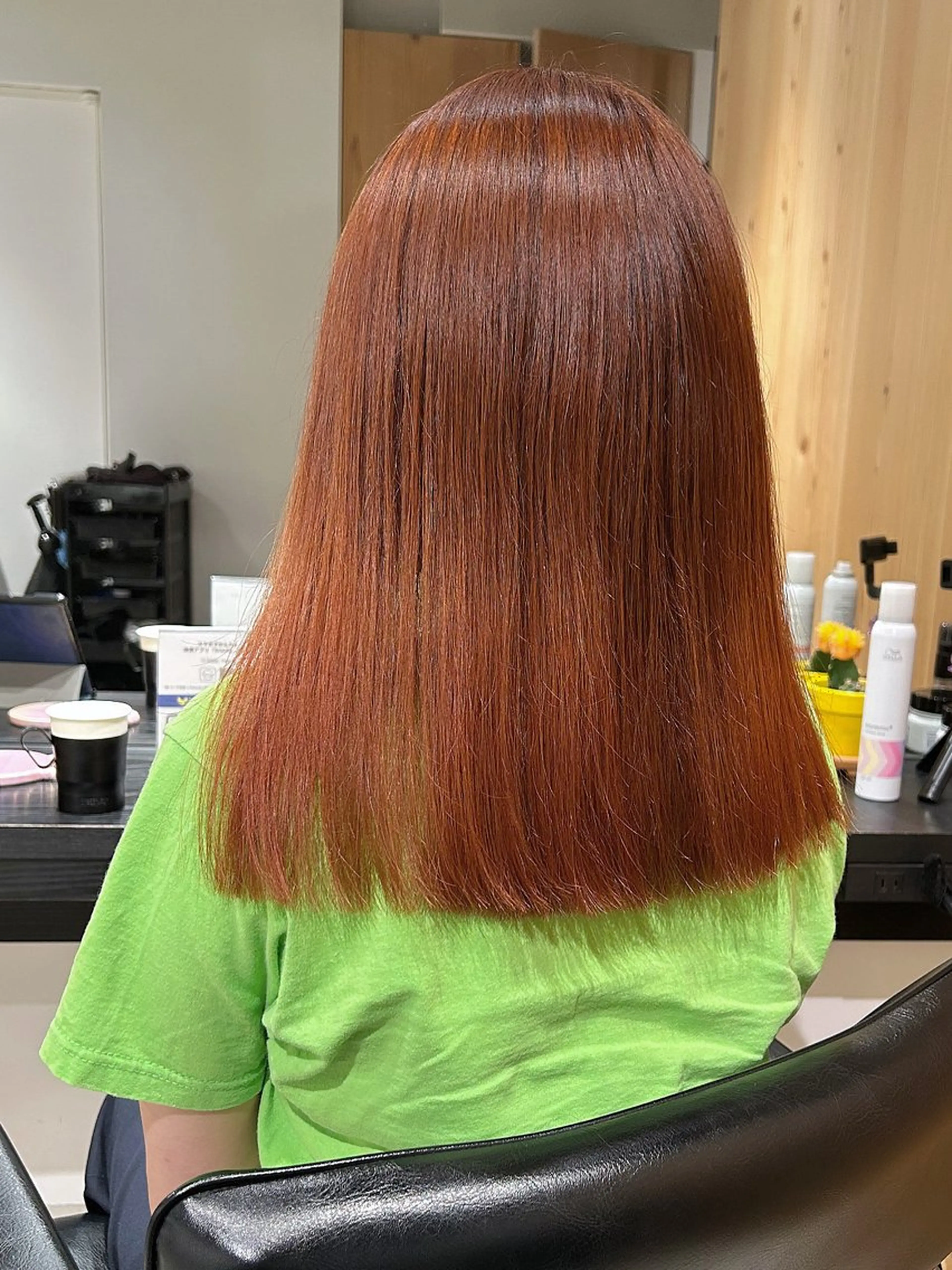セミロング カラー ブラウンカラー オレンジ オレンジブラウン カット ヘアカラー トリートメント ヘッドスパ ヘアセット スキバサミを使わない カット🌼唯🌼のヘアスタイル