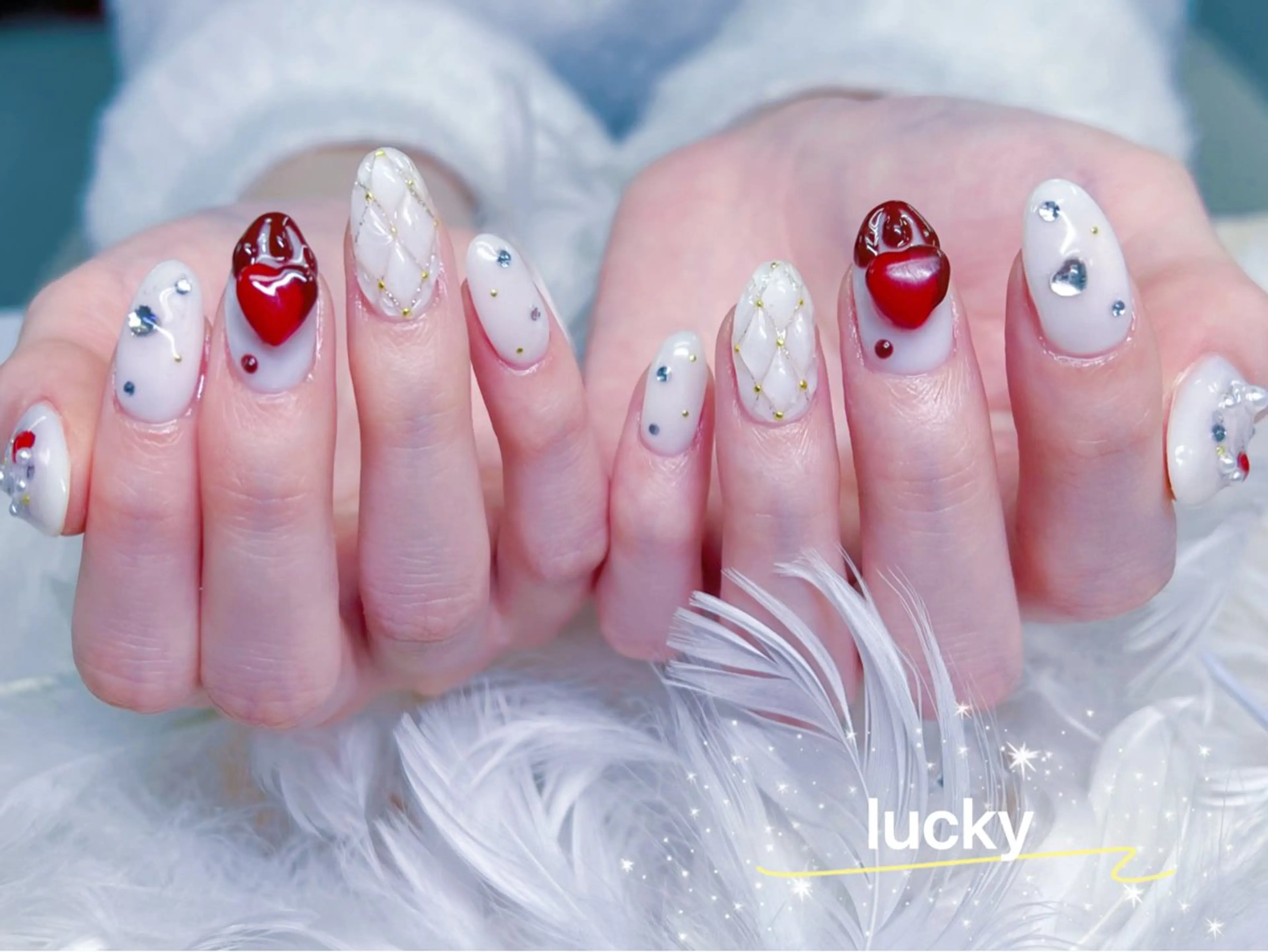 ネイル アートネイル チークネイル 長さ出し フットネイル ジェルネイル ハンドネイル ハンドケア ラッキーネイルサロン 西川口東口店のネイルデザイン
