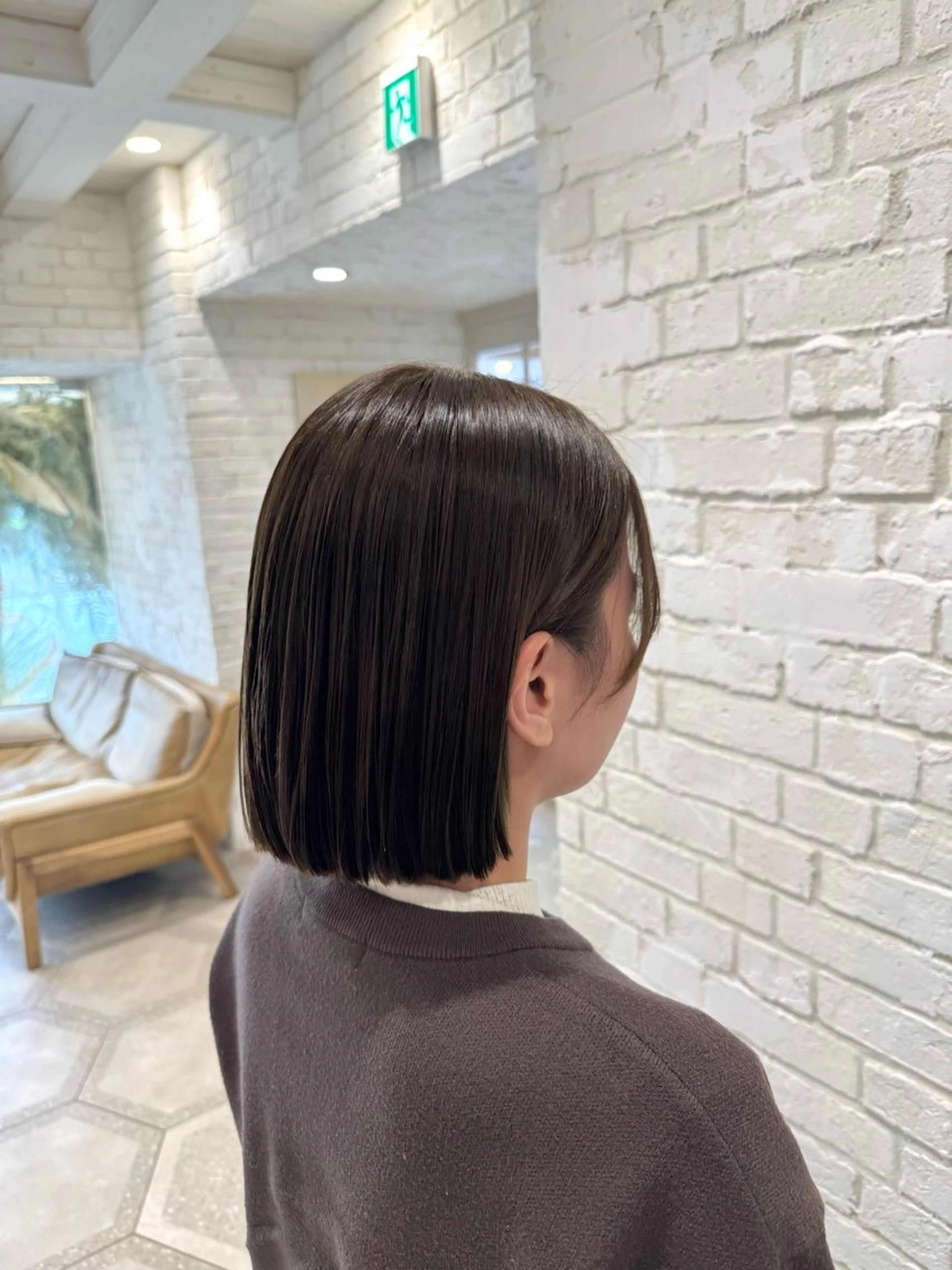 ミディアム ボブ カット 縮毛矯正 堀江美容室 千晶のヘアスタイル