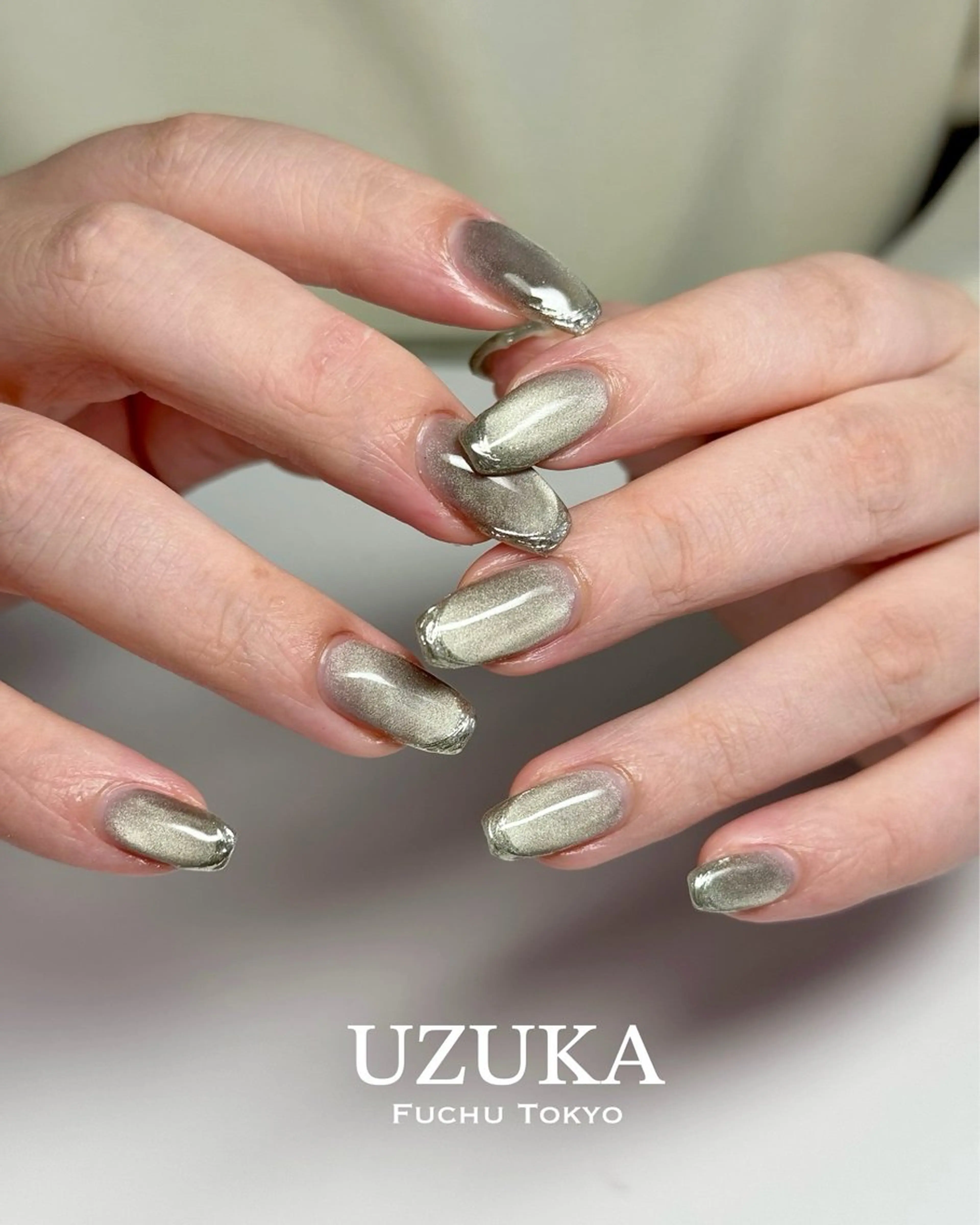 ネイル フレンチネイル マグネットネイル ミラーネイル 冬ネイル 【 enn 】 Uzuka Yukaのネイルデザイン