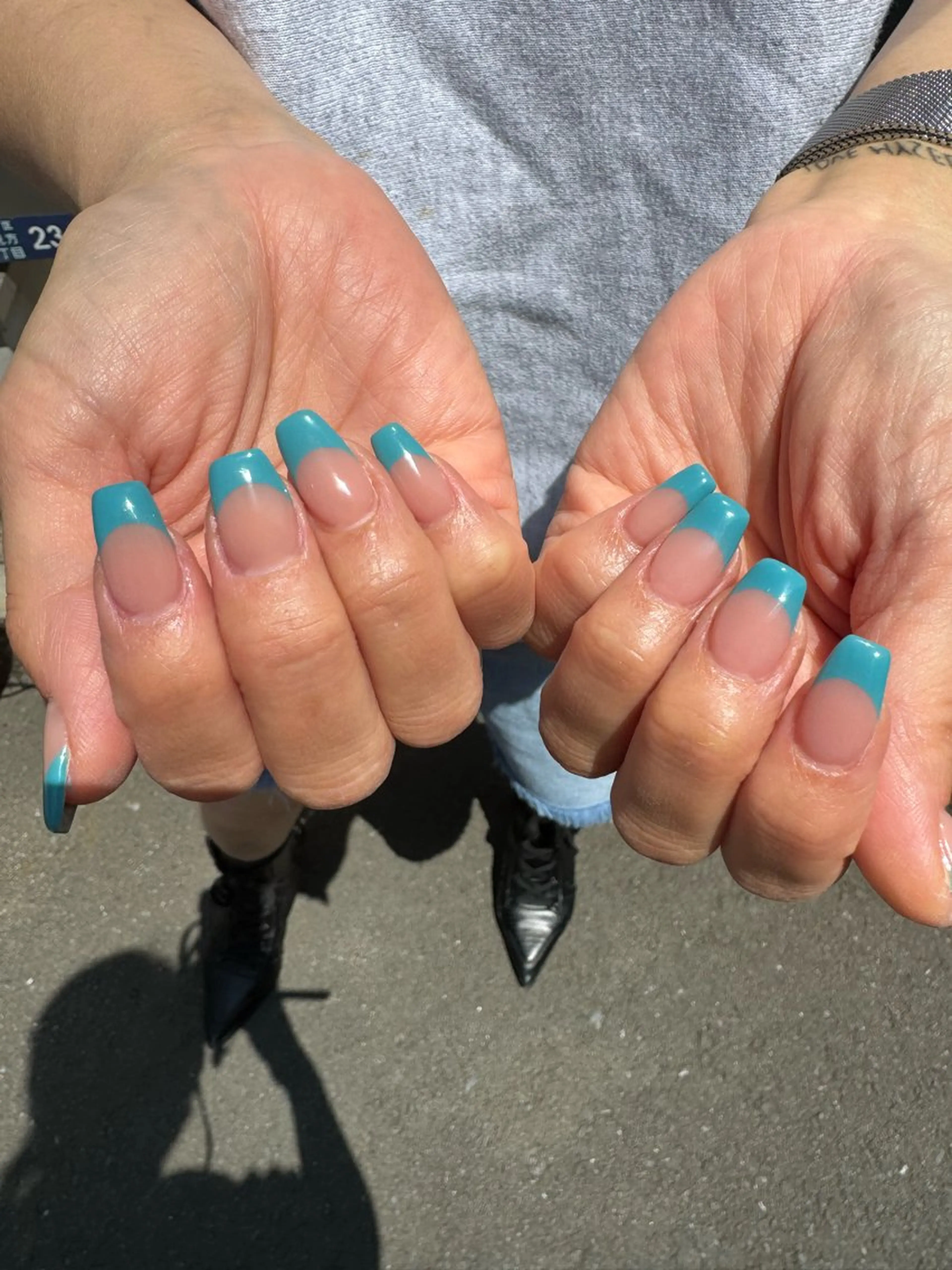 ネイル フレンチネイル ハート ロングネイル マグネットネイル ミラーネイル ハンドネイル MH_ Nailのネイルデザイン