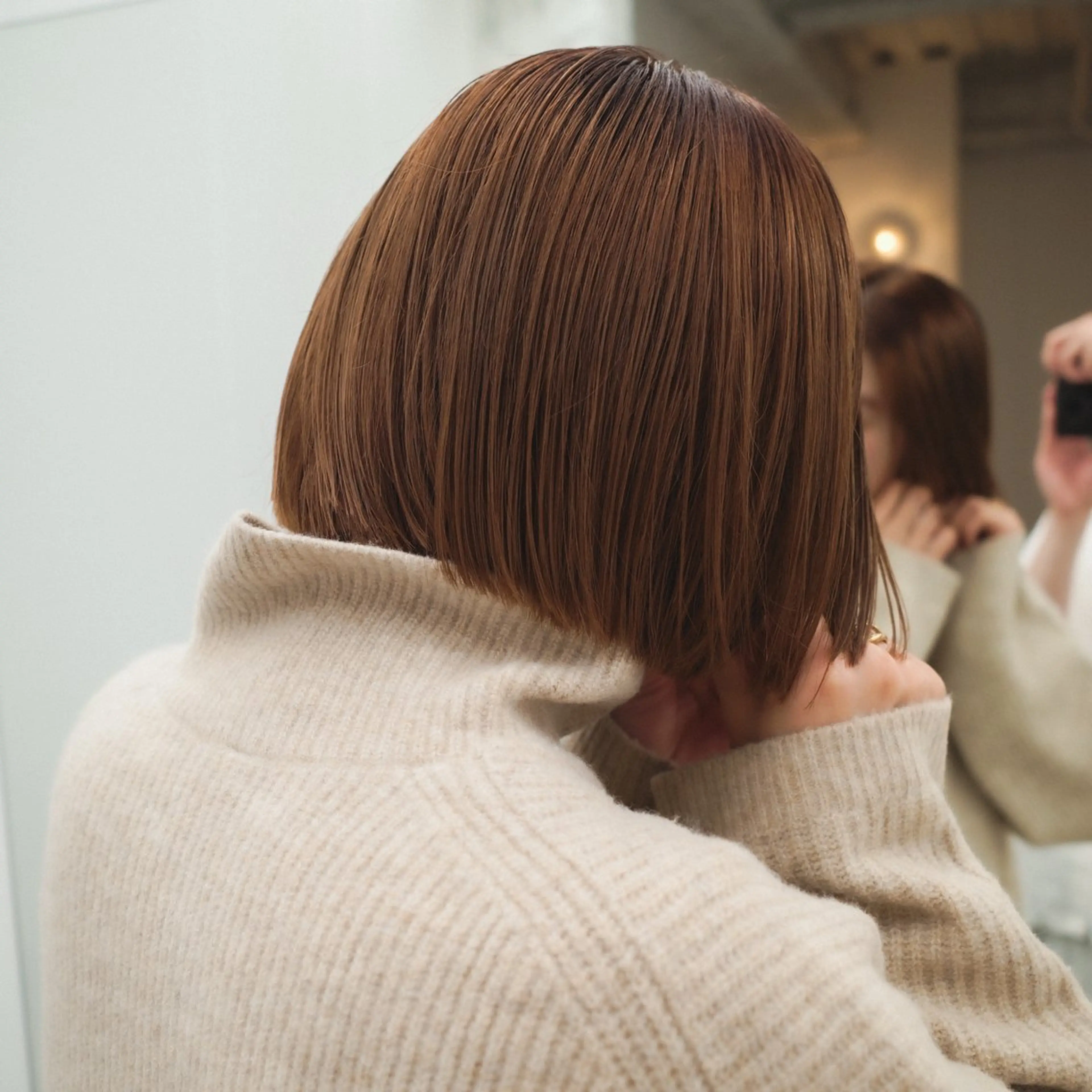 ミディアム カラー ブラウンカラー オレンジ オレンジブラウン ｍｅｉ .のヘアスタイル