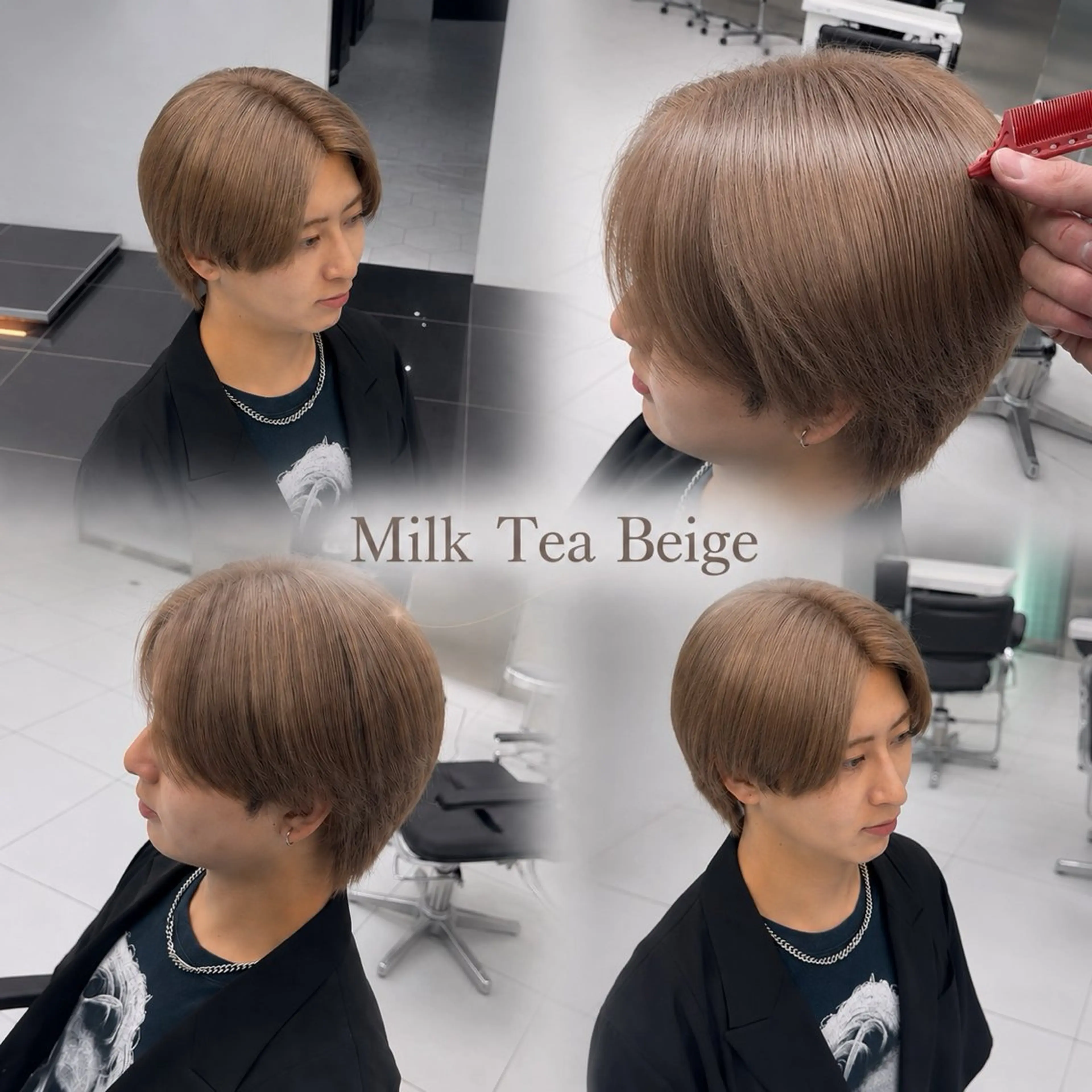 ショート カラー メンズ メンズブリーチ センターパート メンズハイトーン ベージュカラー ブリーチ ヘアカラー 宗形 建哉/渋谷のヘアスタイル