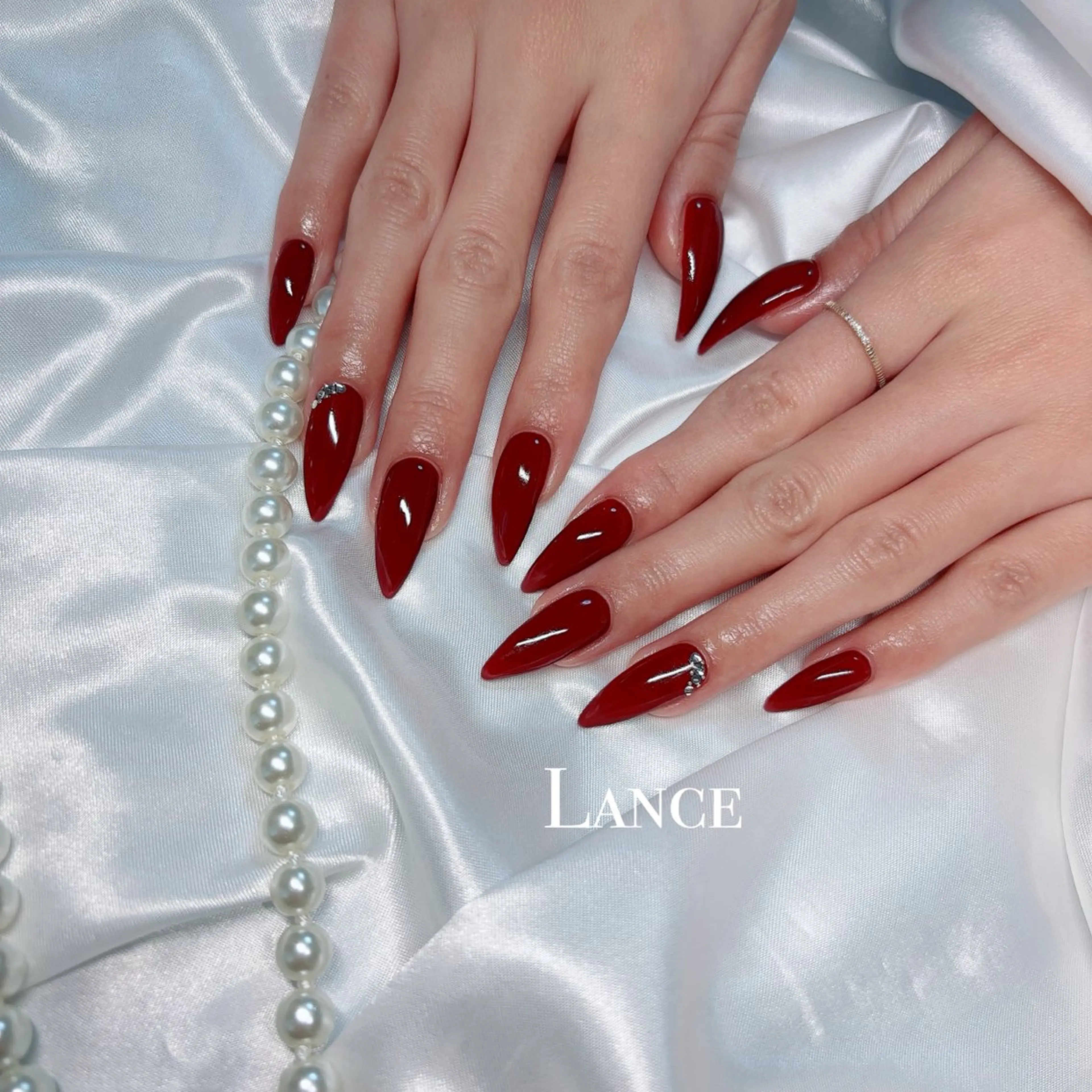 ネイル フレンチネイル キラキラネイル 韓国ネイル ワンカラーネイル ワンホンネイル Lance nailのネイルデザイン