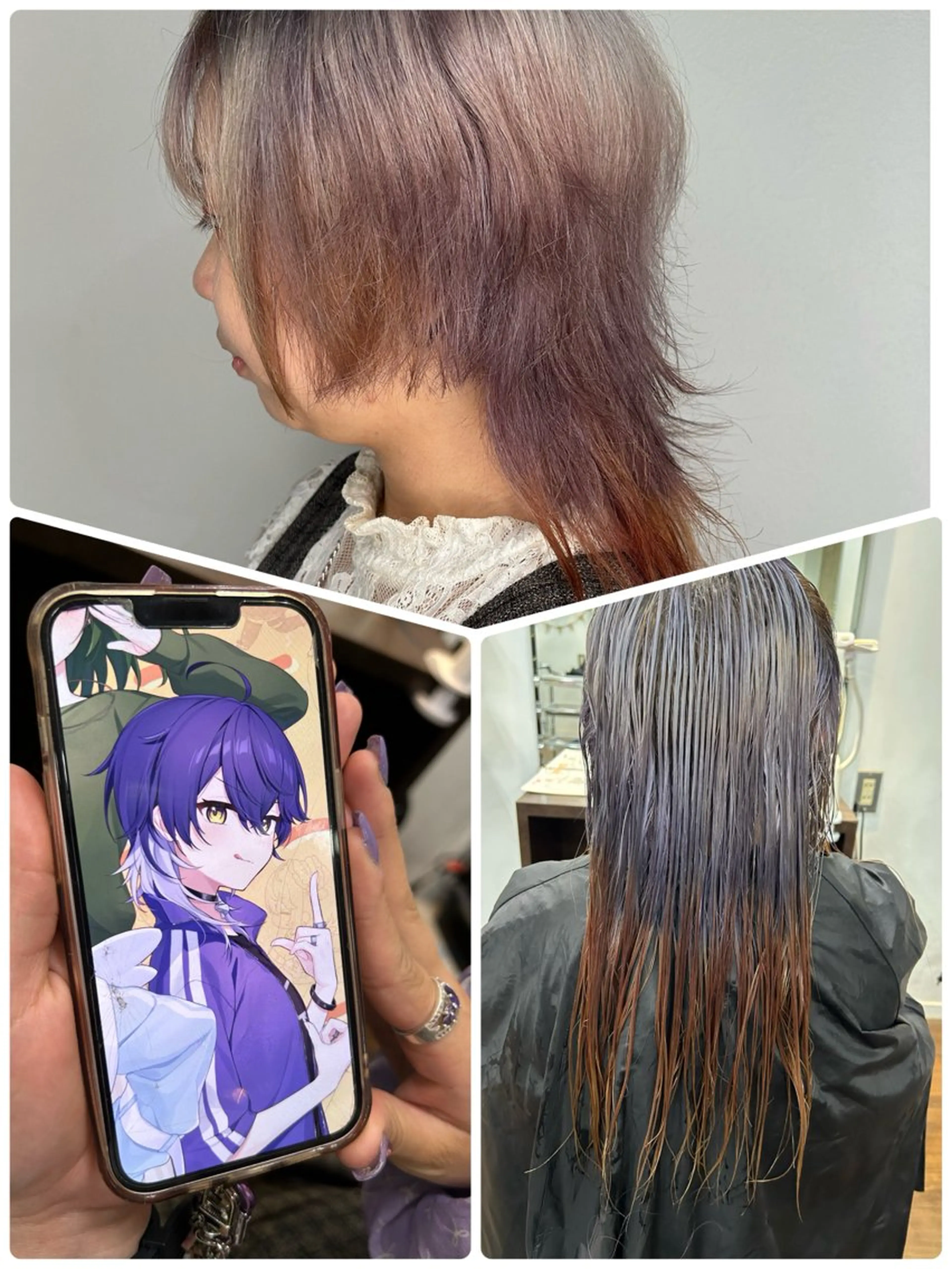 ミディアム ウルフカット 今村公介 ブリーチ特化、派手髪のヘアスタイル