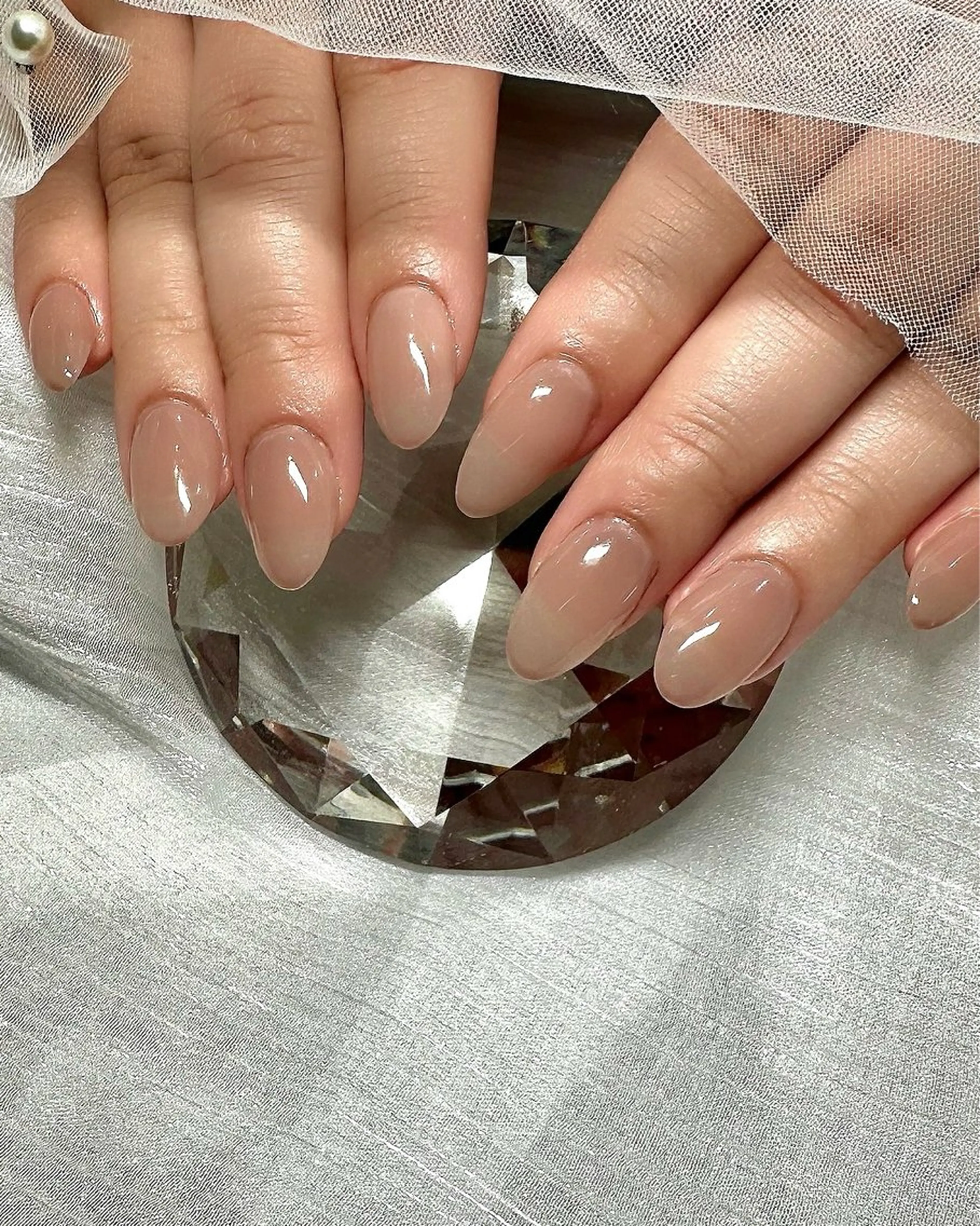 ネイル 長さ出し ワンカラーネイル ピンク ハンドネイル cres nail（スクールW内）所属・Sei ｜ cres nailのネイルデザイン