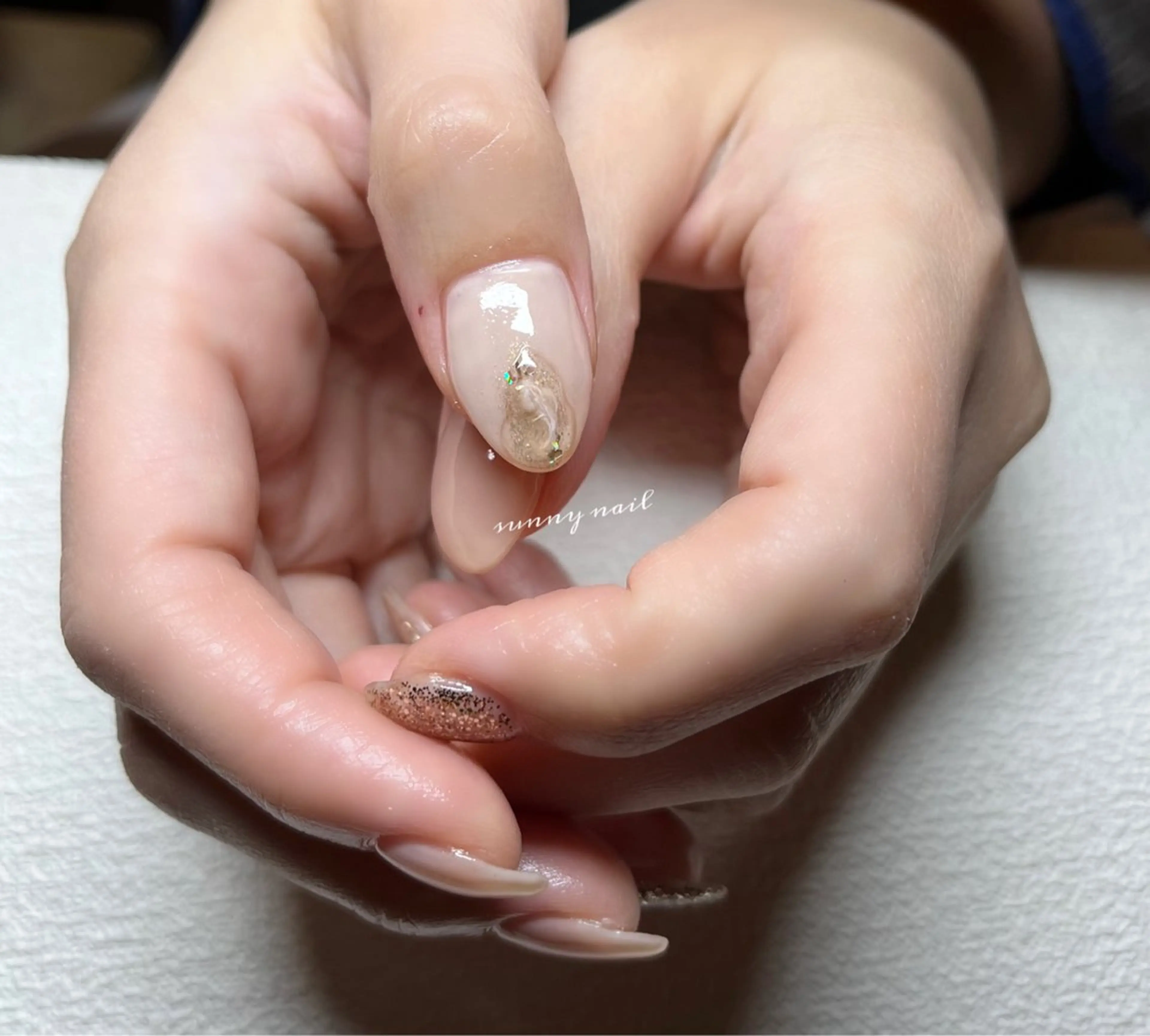 ネイル ジェルネイル 大理石ネイル(マーブル) ミラーネイル ニュアンスネイル パラジェル sunny nailのネイルデザイン