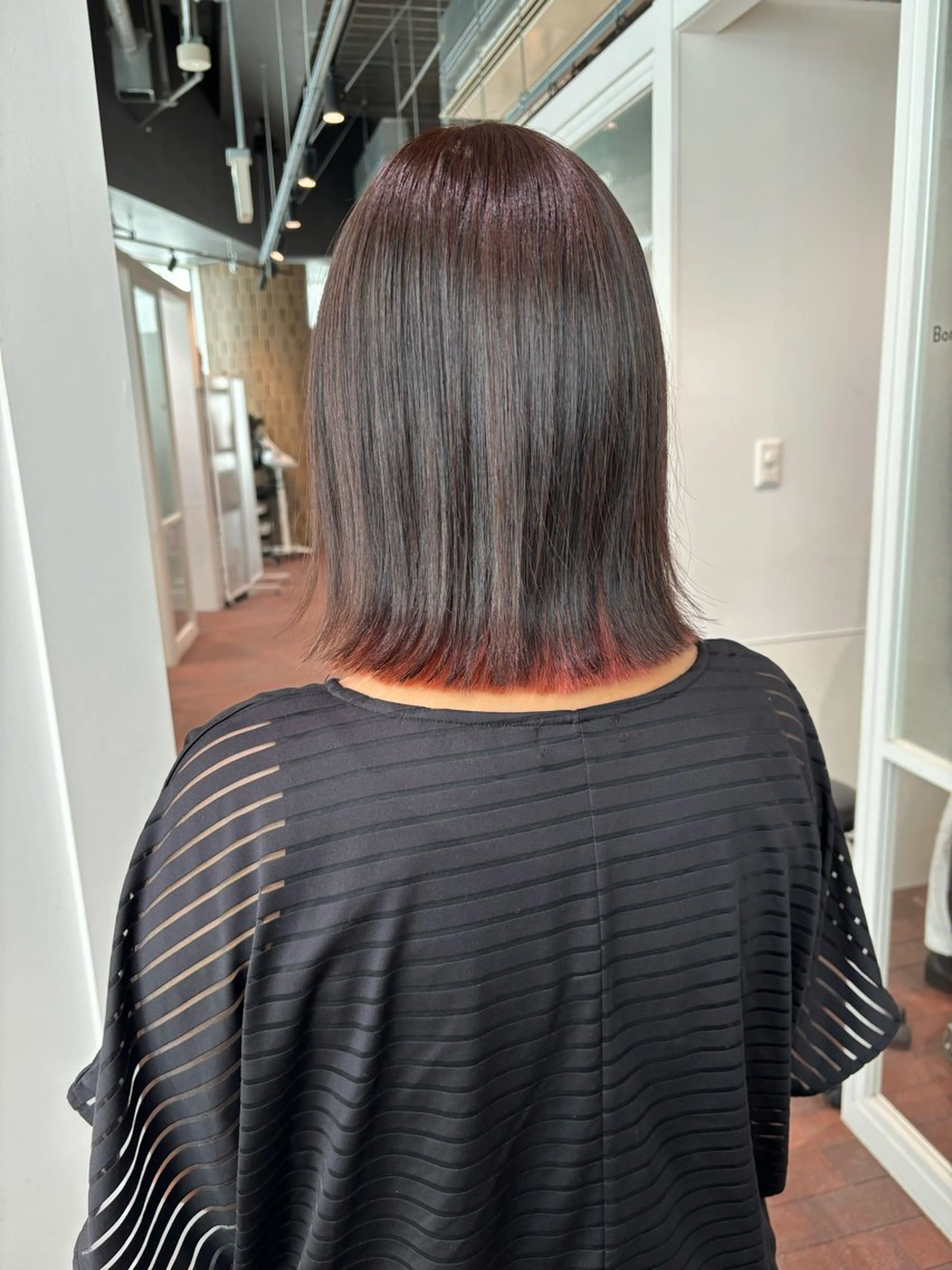 ミディアム カラー ブリーチ ピンクカラー マンツーマン 縮毛矯正/マユコのヘアスタイル