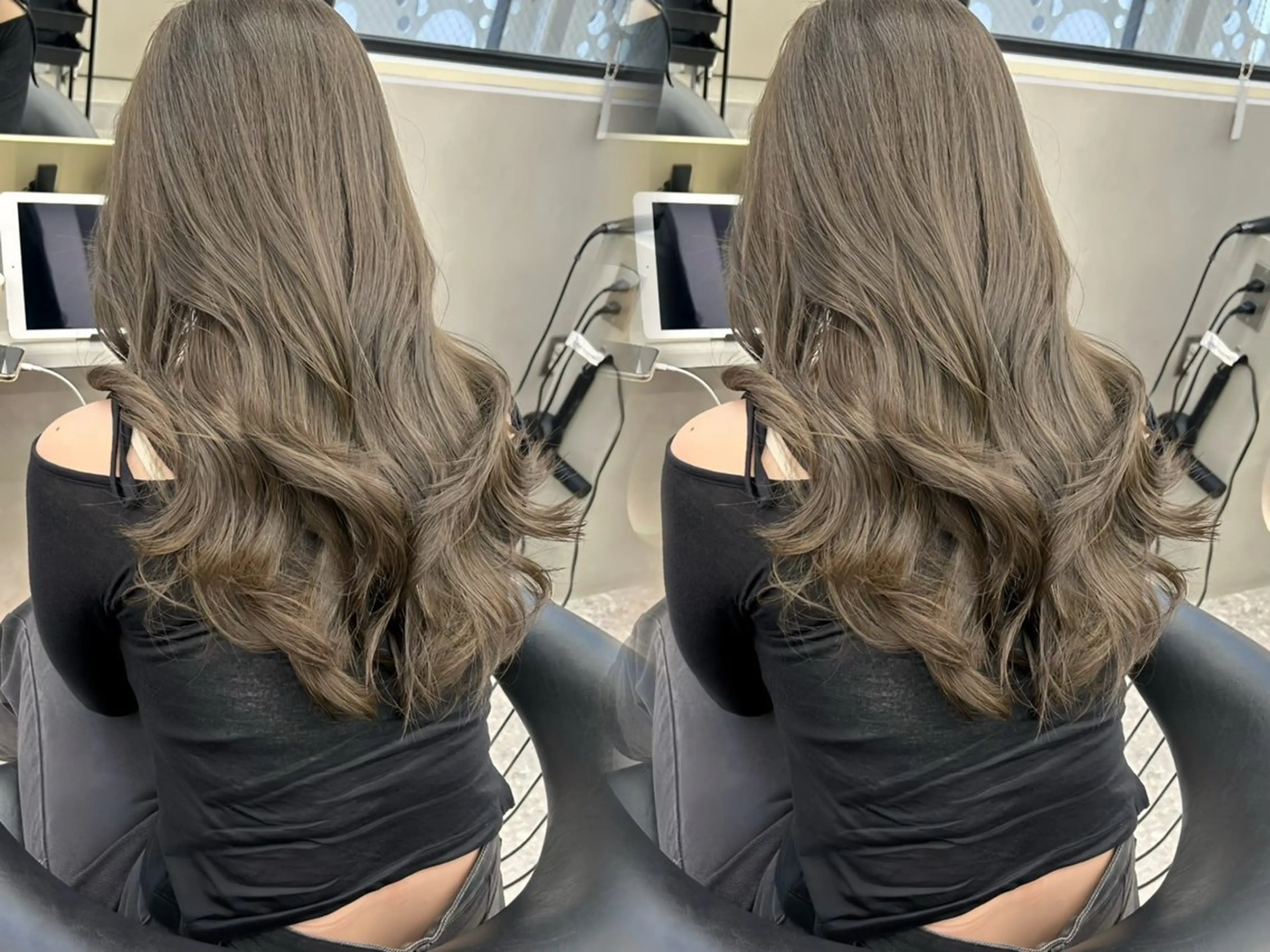 ロング カラー ベージュカラー ブリーチ 透明感カラー ブリーチなしカラー オリーブベージュ カット ヘアカラー トリートメント 村上 大武のヘアスタイル