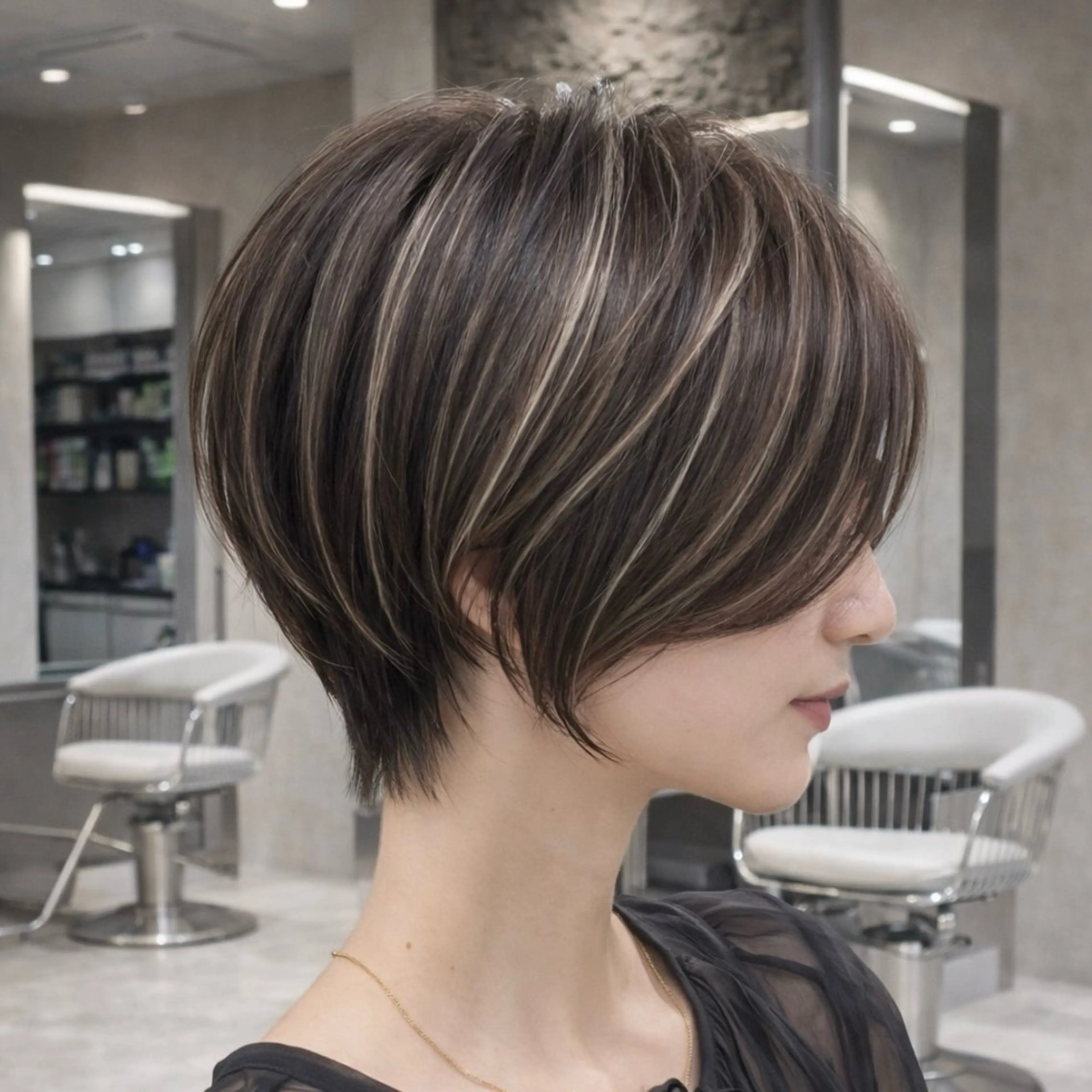 ショート カット ヘアカラー トリートメント 《髪質改善✖️レイヤ ー🩶》ナオヤのヘアスタイル