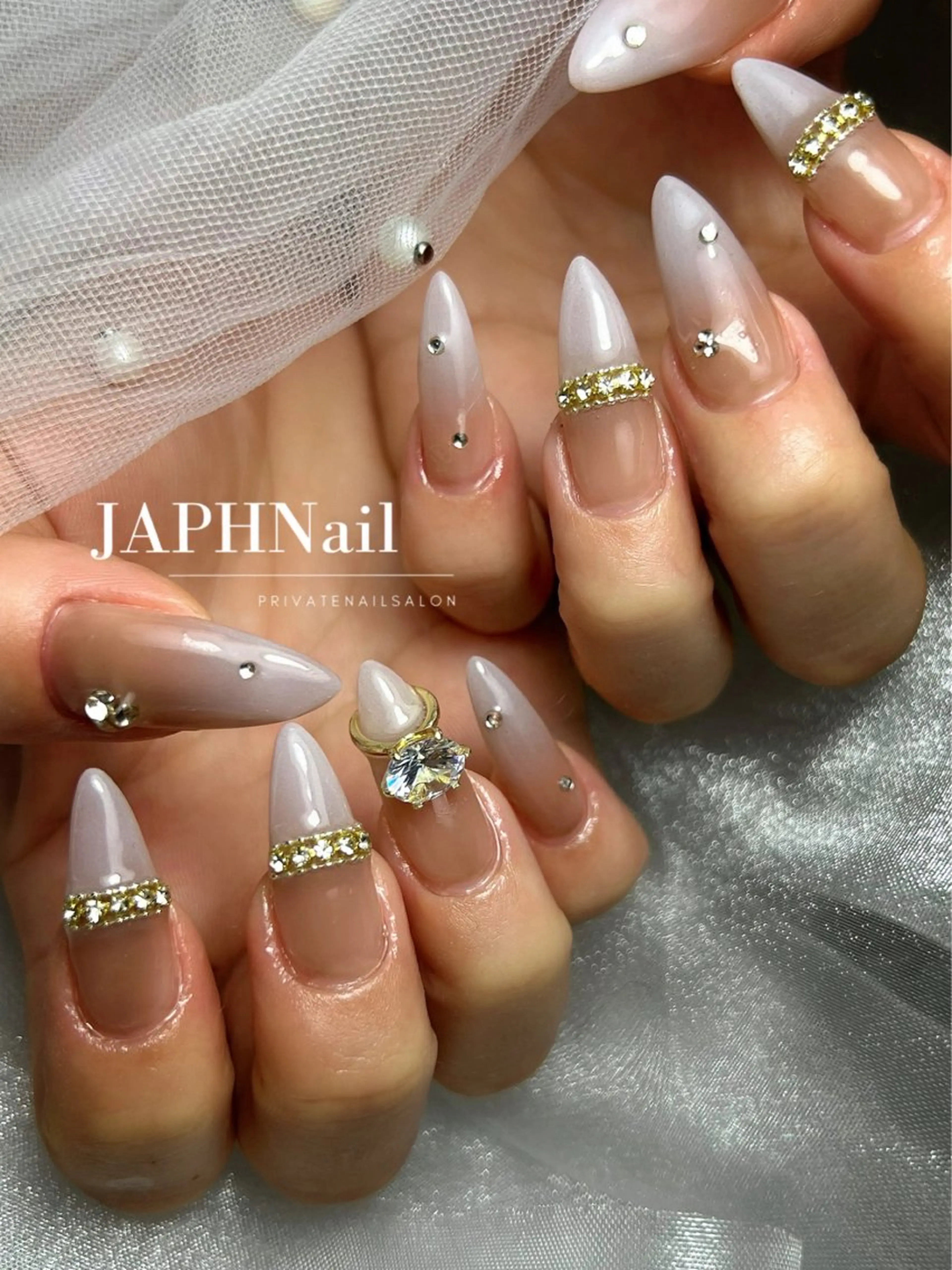 ネイル フットネイル キラキラネイル ロングネイル ニュアンスネイル ワンホンネイル NailSalon /JAPHのネイルデザイン