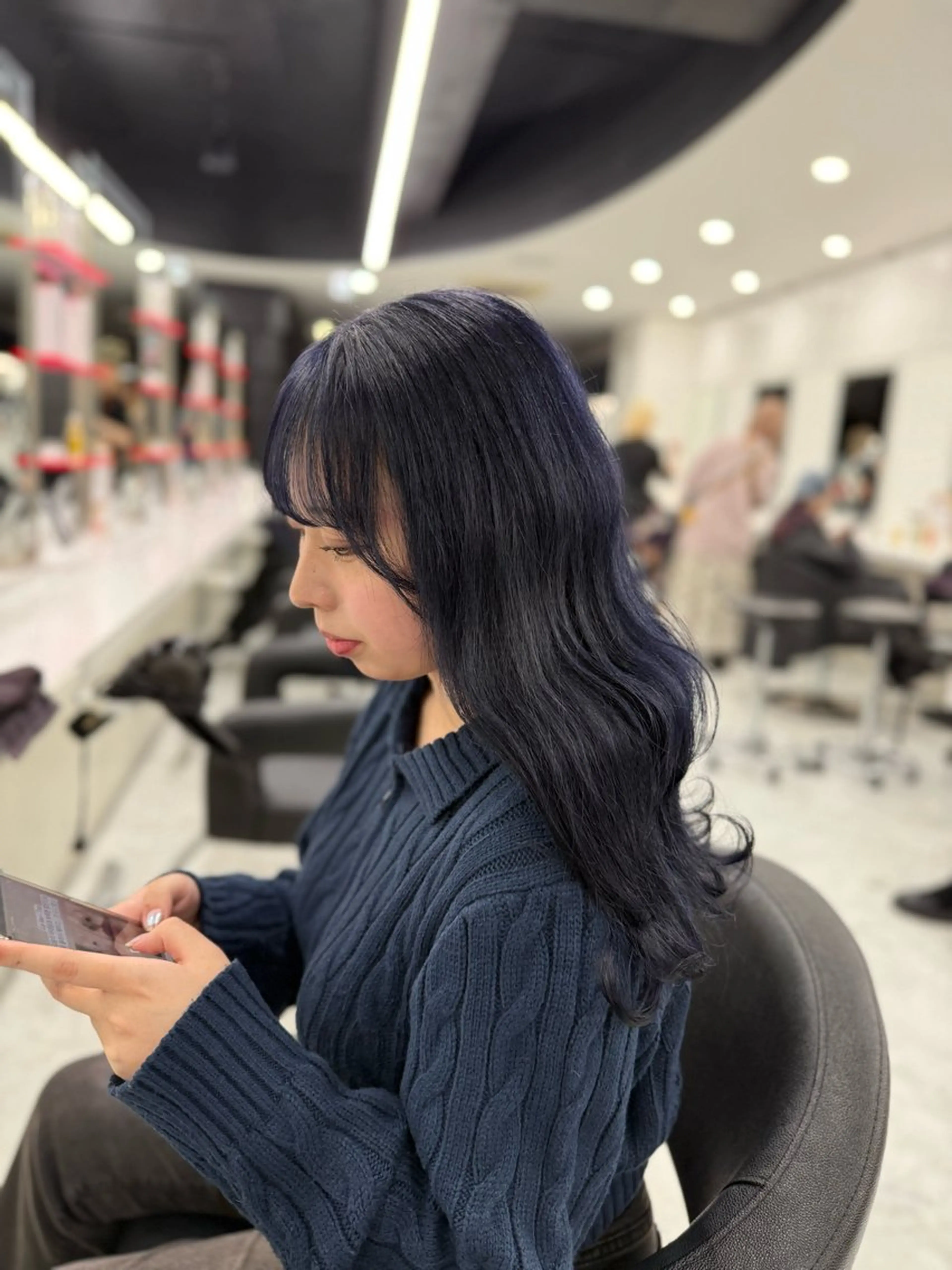 ロング カラー ネイビーカラー ブリーチなし🌼トレ ンド🌼似合わせのヘアスタイル