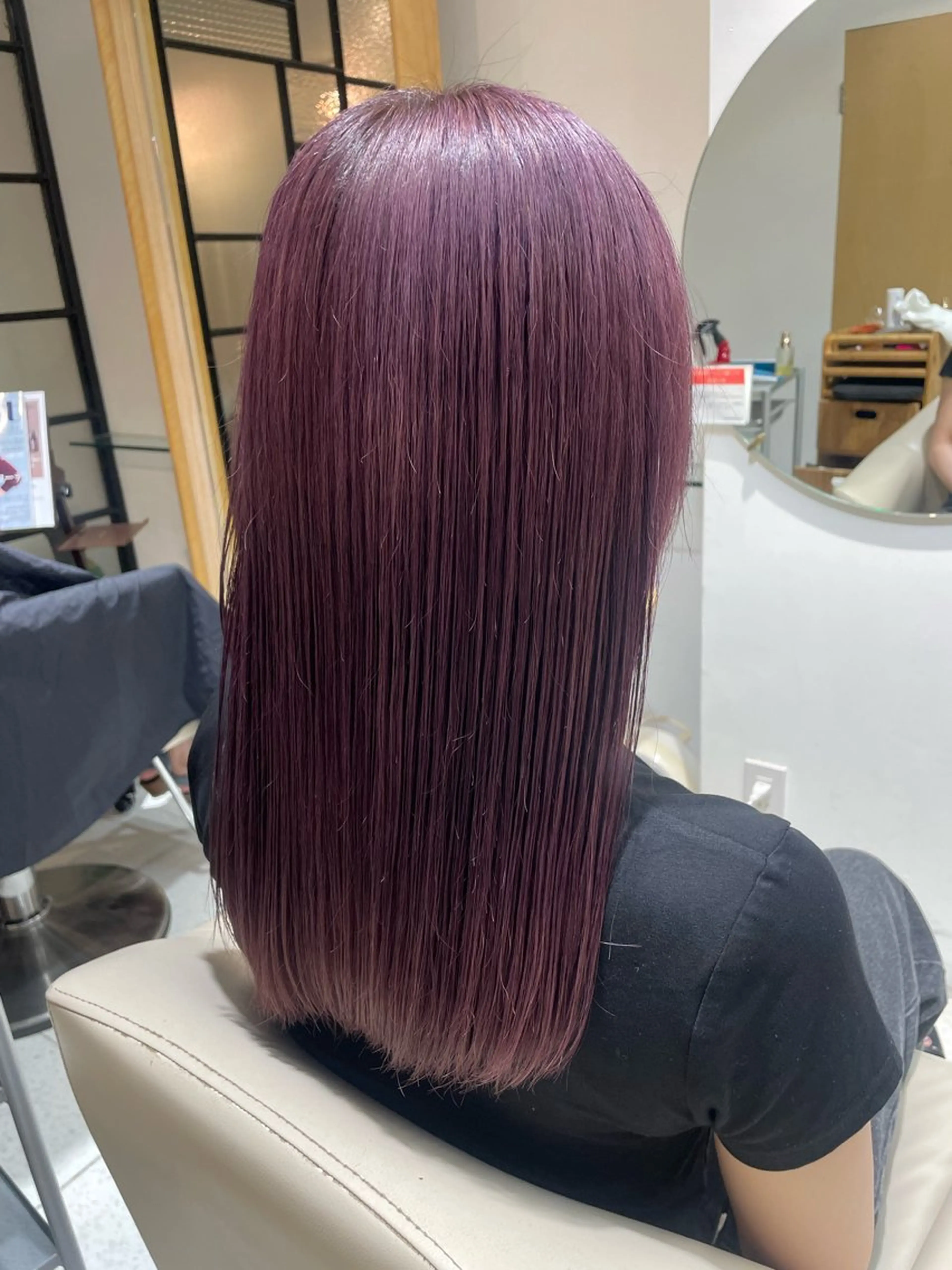 ミディアム カラー ブリーチ ラベンダーカラー ラベンダーピンク ピンクカラー ヘアカラー 福田千尋/インナー カラー/縮毛矯正のヘアスタイル