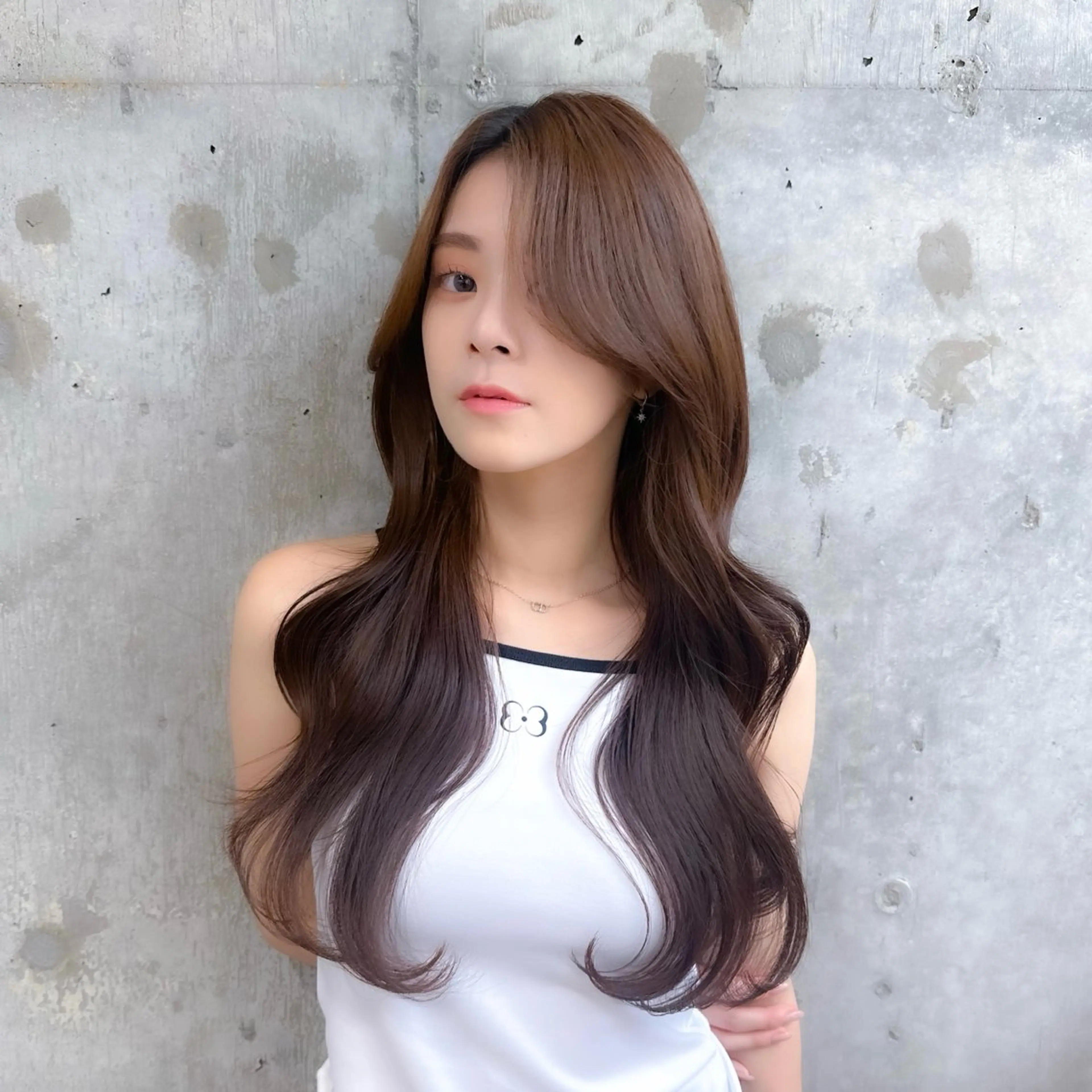 ロング カラー グレージュ 髪質改善 カット ヘアカラー トリートメント ヘッドスパ 髪質改善/韓国ヘア レイヤー/新宿/ロミのヘアスタイル