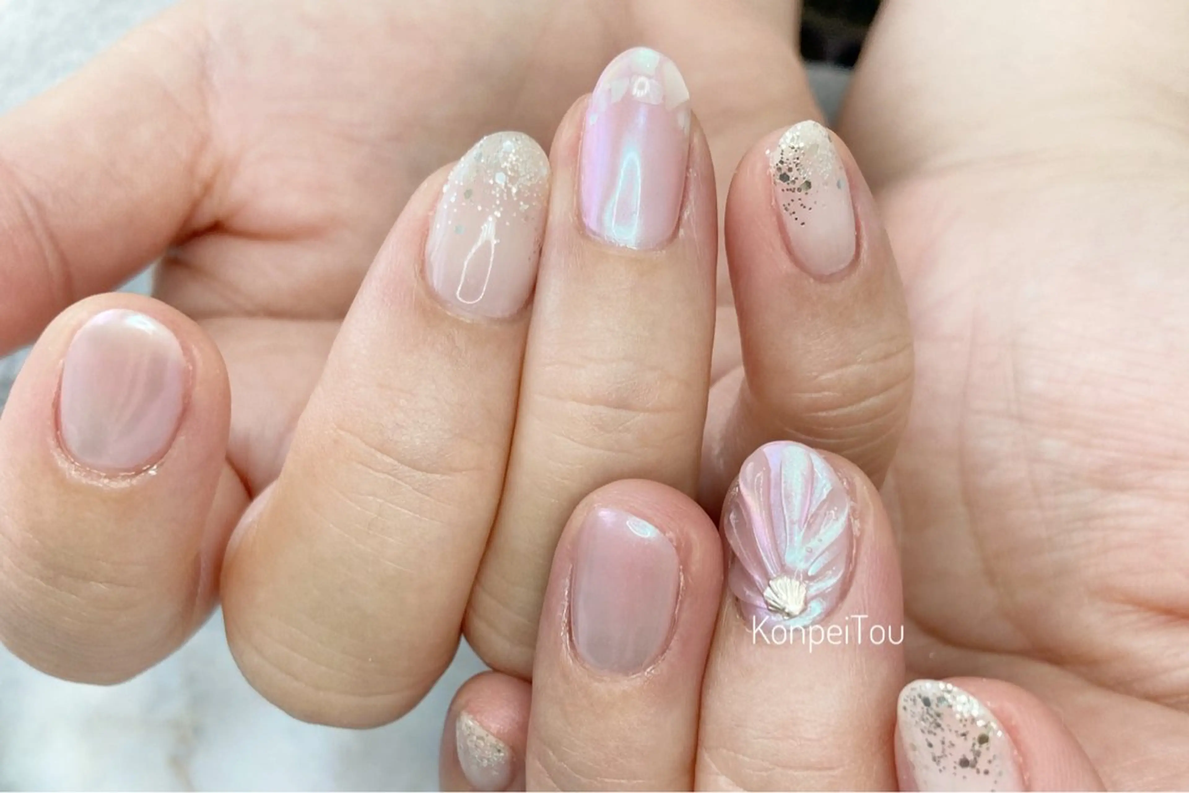 ネイル アートネイル ピンク ハンドネイル おうちのネイルサロン　konpeiTou〜こんぺいとう〜所属・おうちのネイルサロン KonpeiTouのネイルデザイン