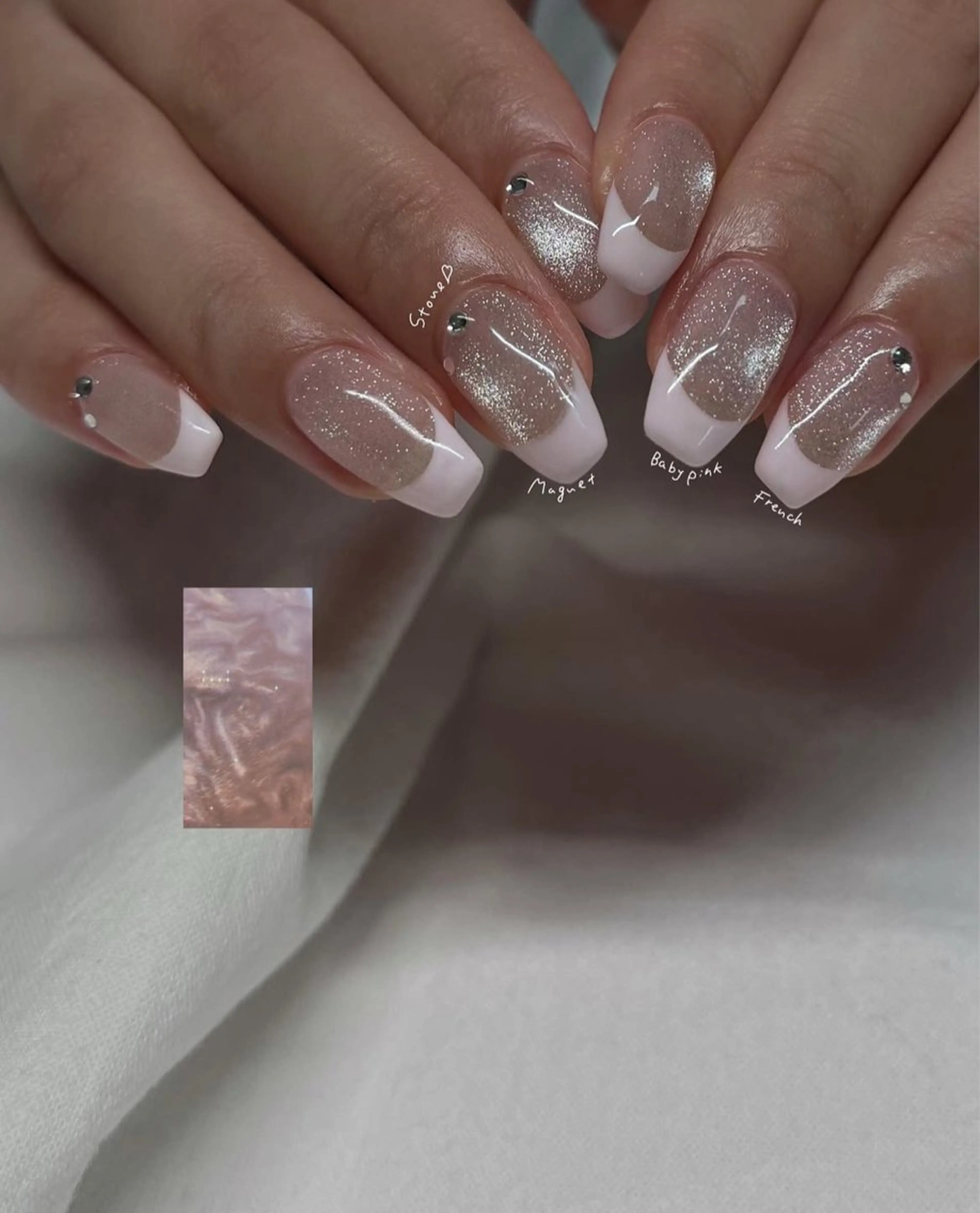 ネイル フレンチネイル 氷ネイル・うるうるネイル マグネットネイル ニュアンスネイル ピンク ハンドネイル &. momoのネイルデザイン