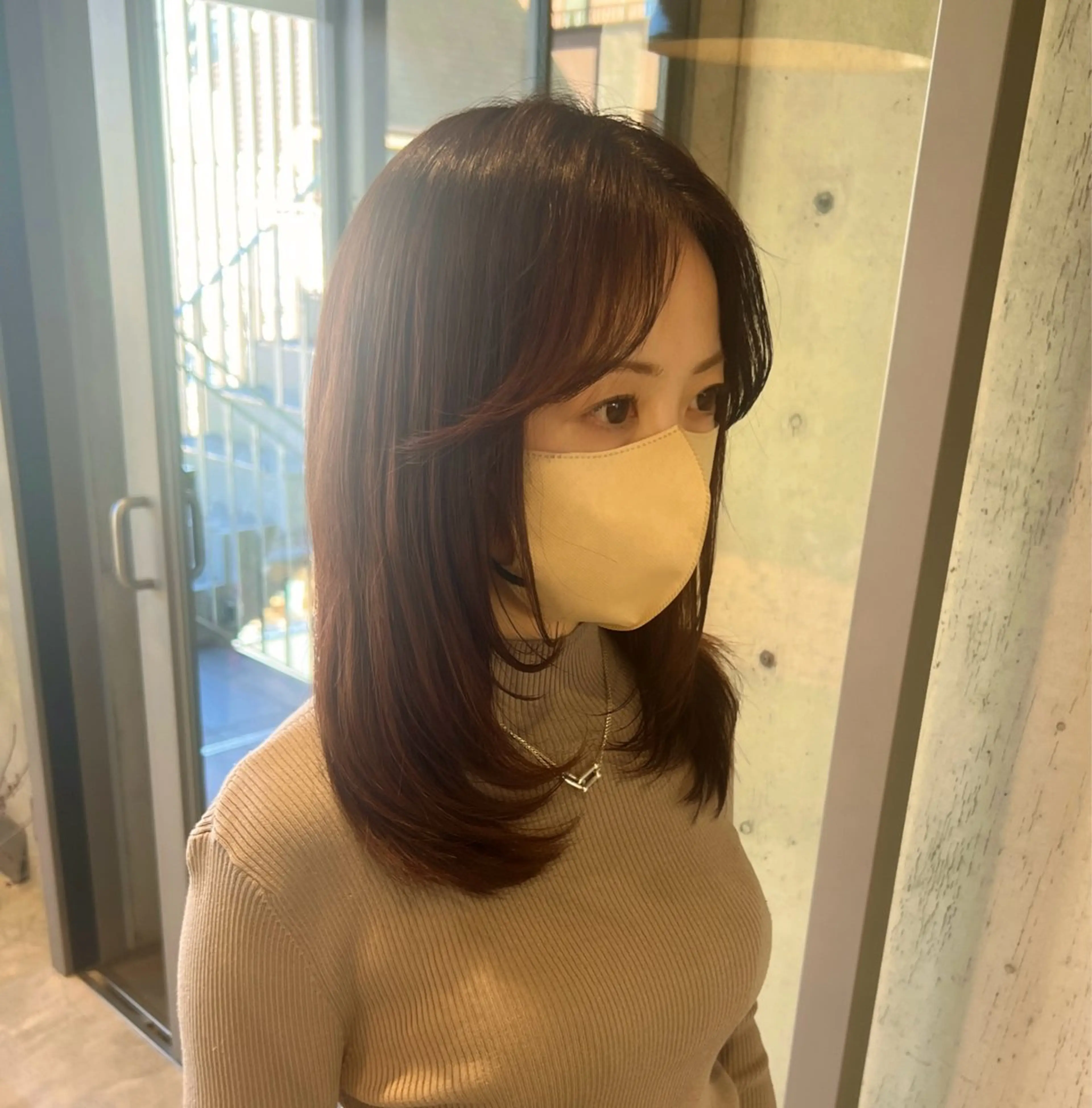 カラー ブラウンカラー ショコラブラウン オレンジ カット ヘアカラー トリートメント 透明感/血色カラー/ 似合せレイヤー/ゆいのヘアスタイル