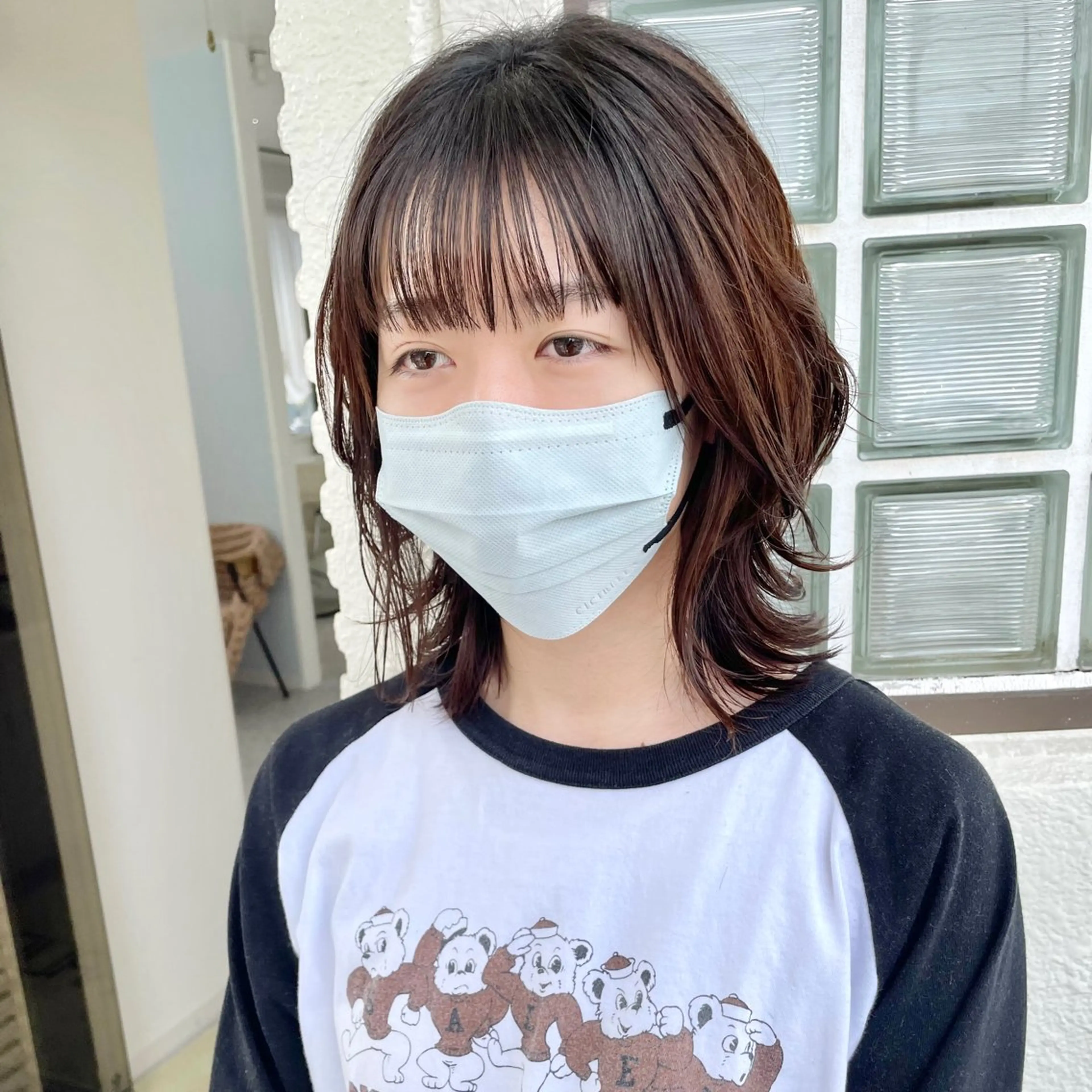 ミディアム パーマ ミディアムパーマ 外ハネヘア ウルフカット カット パーマ YUKO/ 似合わせ韓国風パーマのヘアスタイル