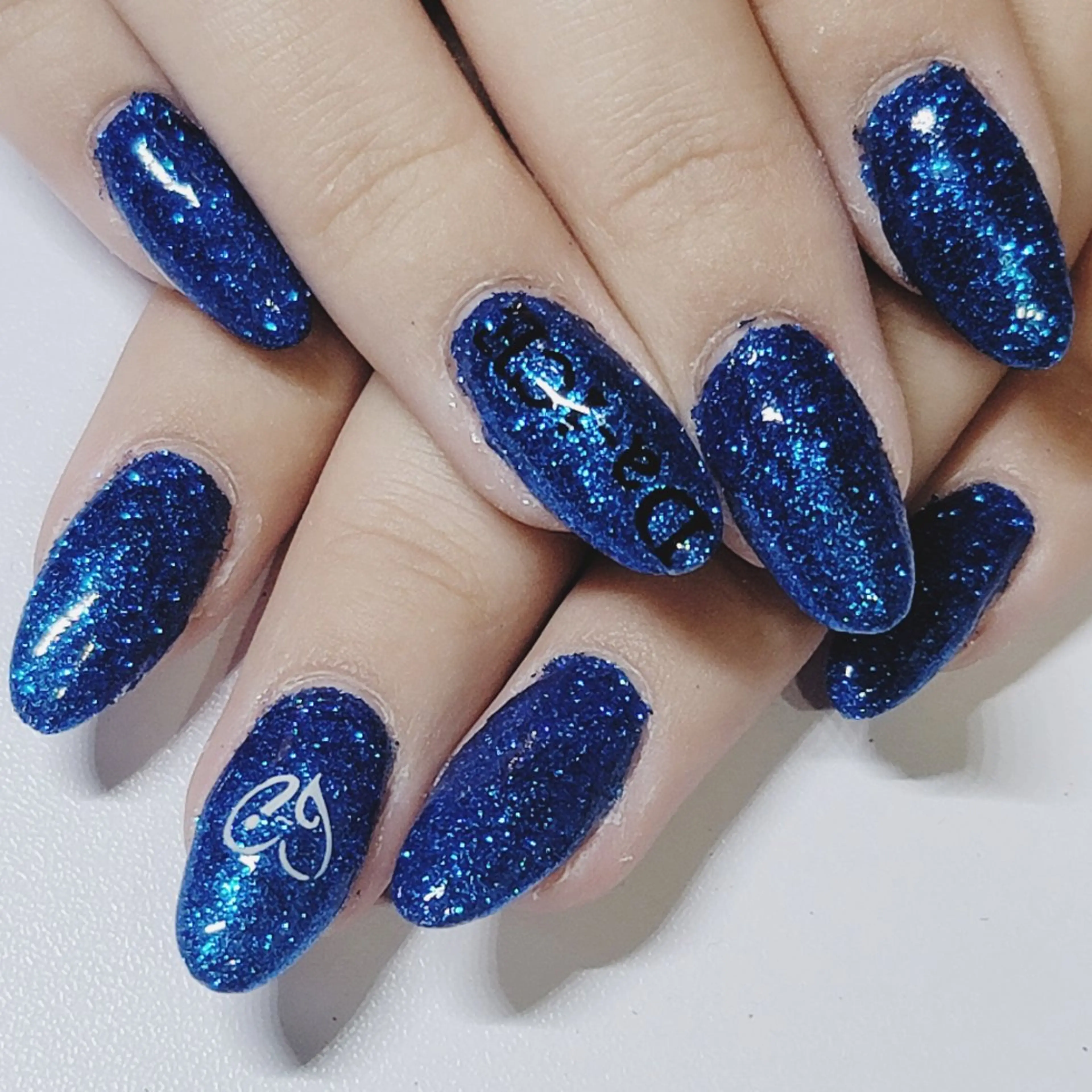 ネイル アートネイル ブルー ラメ(グリッター) ワンカラーネイル ハンドネイル よしだ ひろきのネイルデザイン