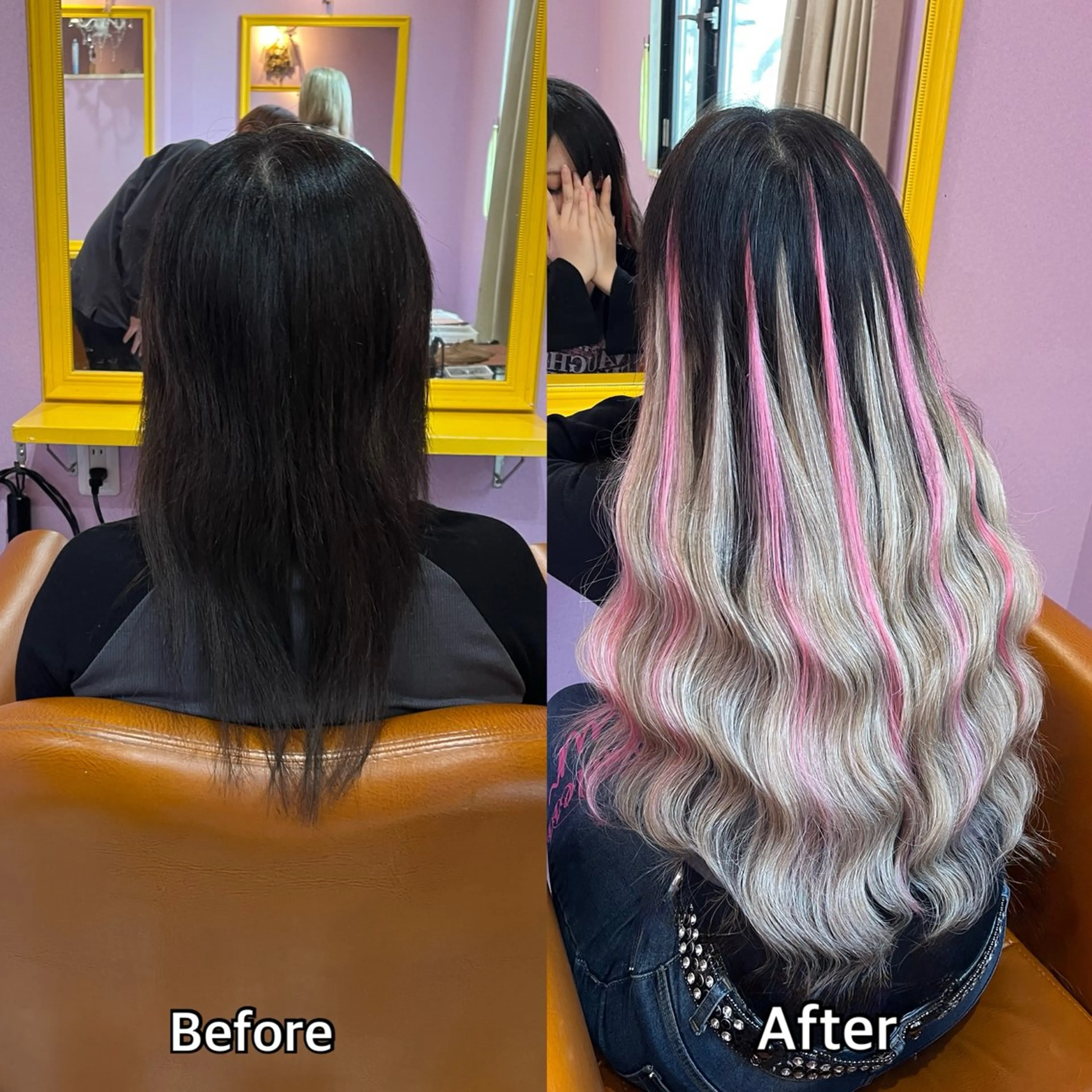 ロング シール+ちび編み込み エクステ梅田🐨のヘアスタイル