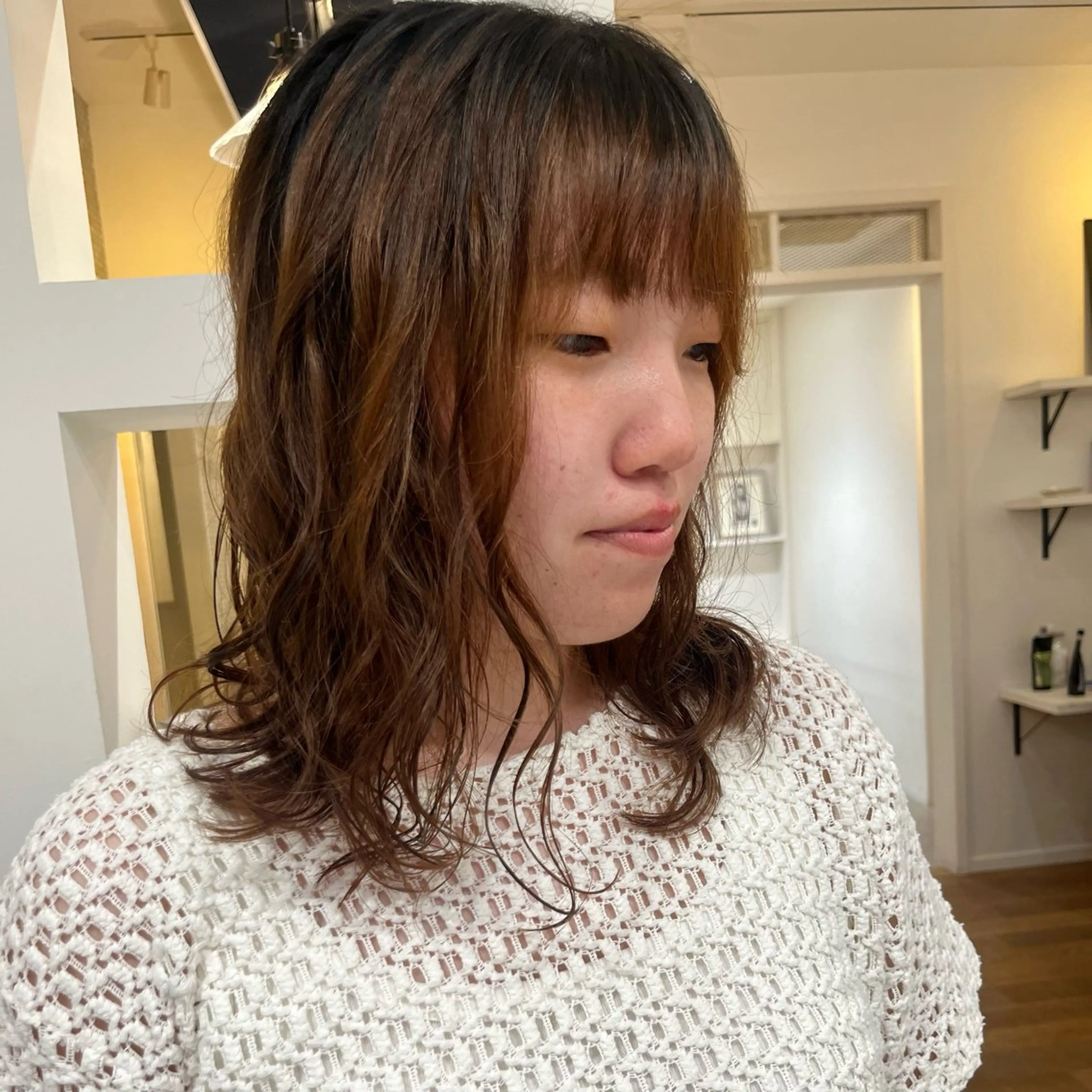 ミディアム ボブ トリートメント カット ヘアカラー トリートメント 無料カットモデル‪✨ ✂️Nanami🌷のヘアスタイル