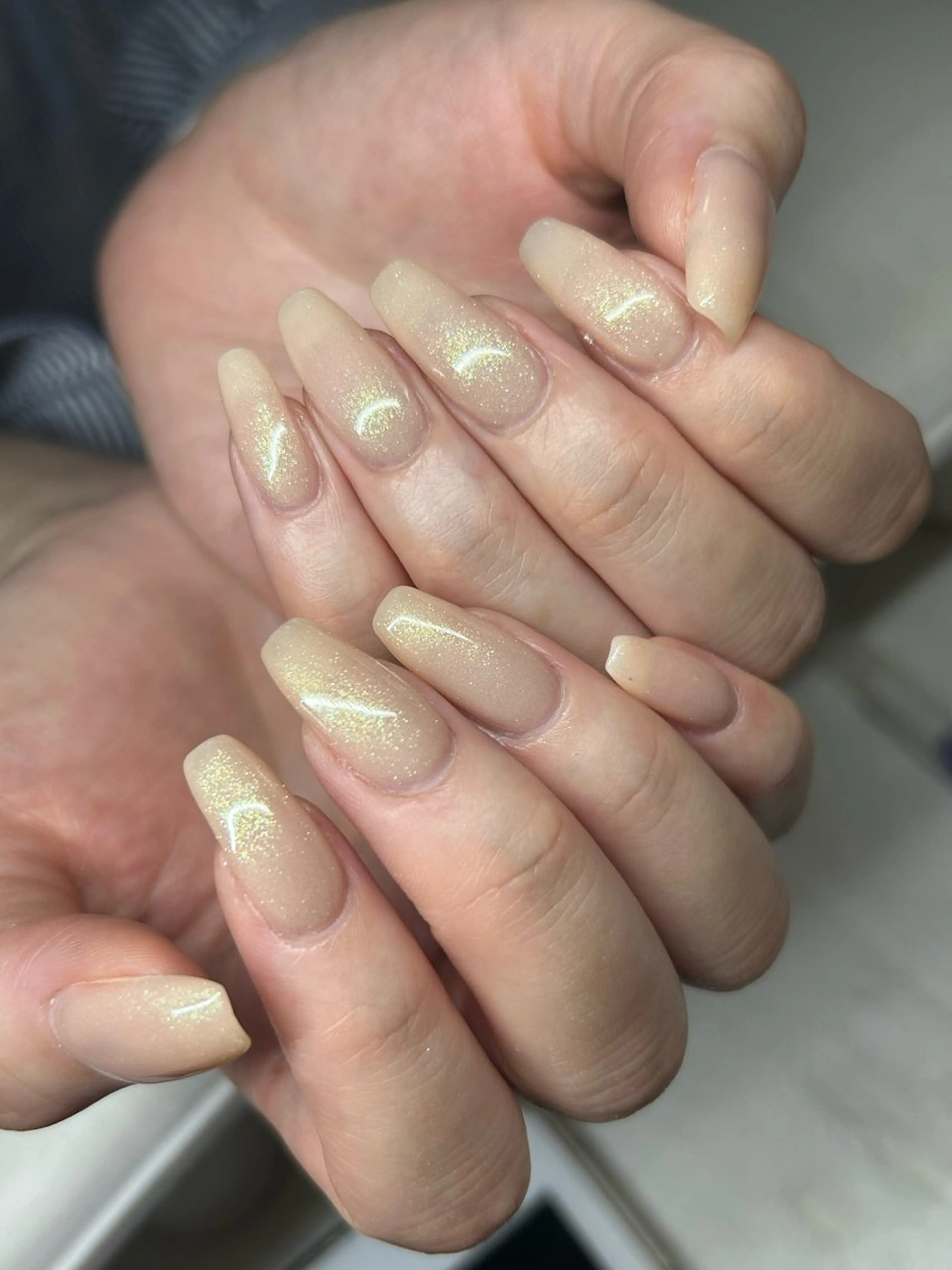 ネイル アートネイル オーロラネイル フレンチネイル ジェルネイル ガラスフレンチ RINN ANA.CHUOのネイルデザイン