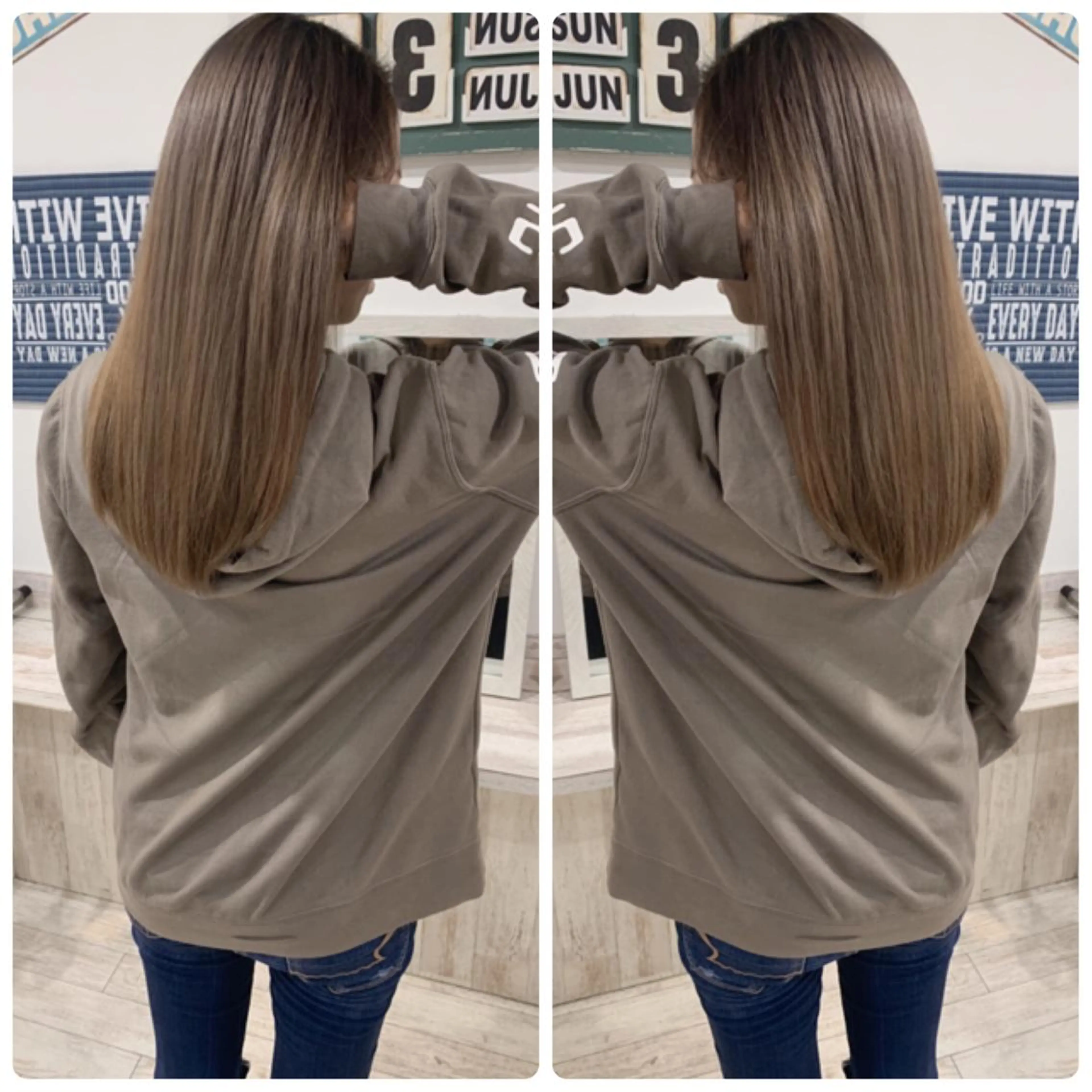 セミロング カラー カット ヘアカラー 京都大人女性ショート 徒歩1分/秋山のヘアスタイル