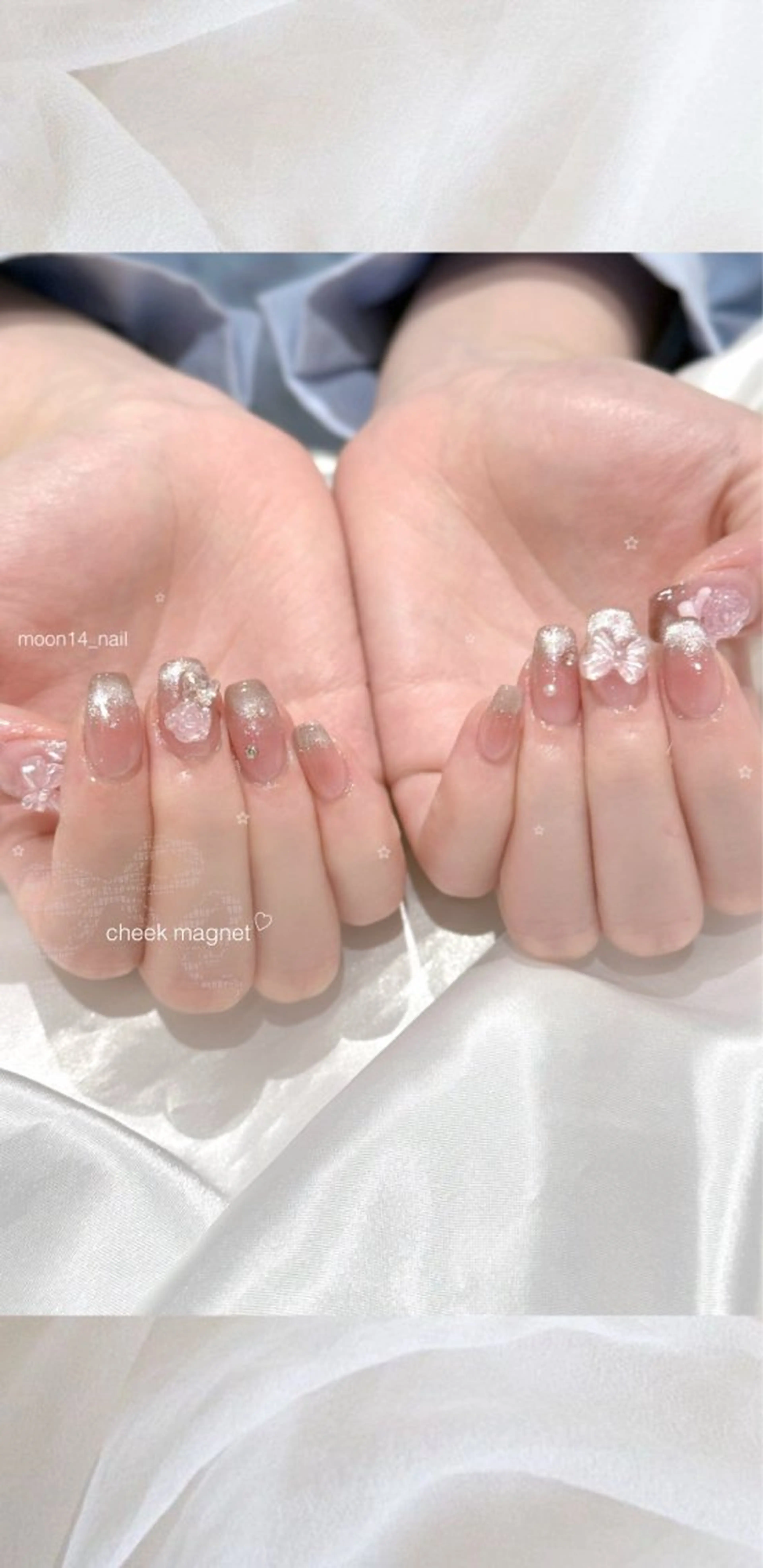 ネイル チークネイル ジェルネイル マグネットネイル パラジェル ピンク natsuki 💫のネイルデザイン