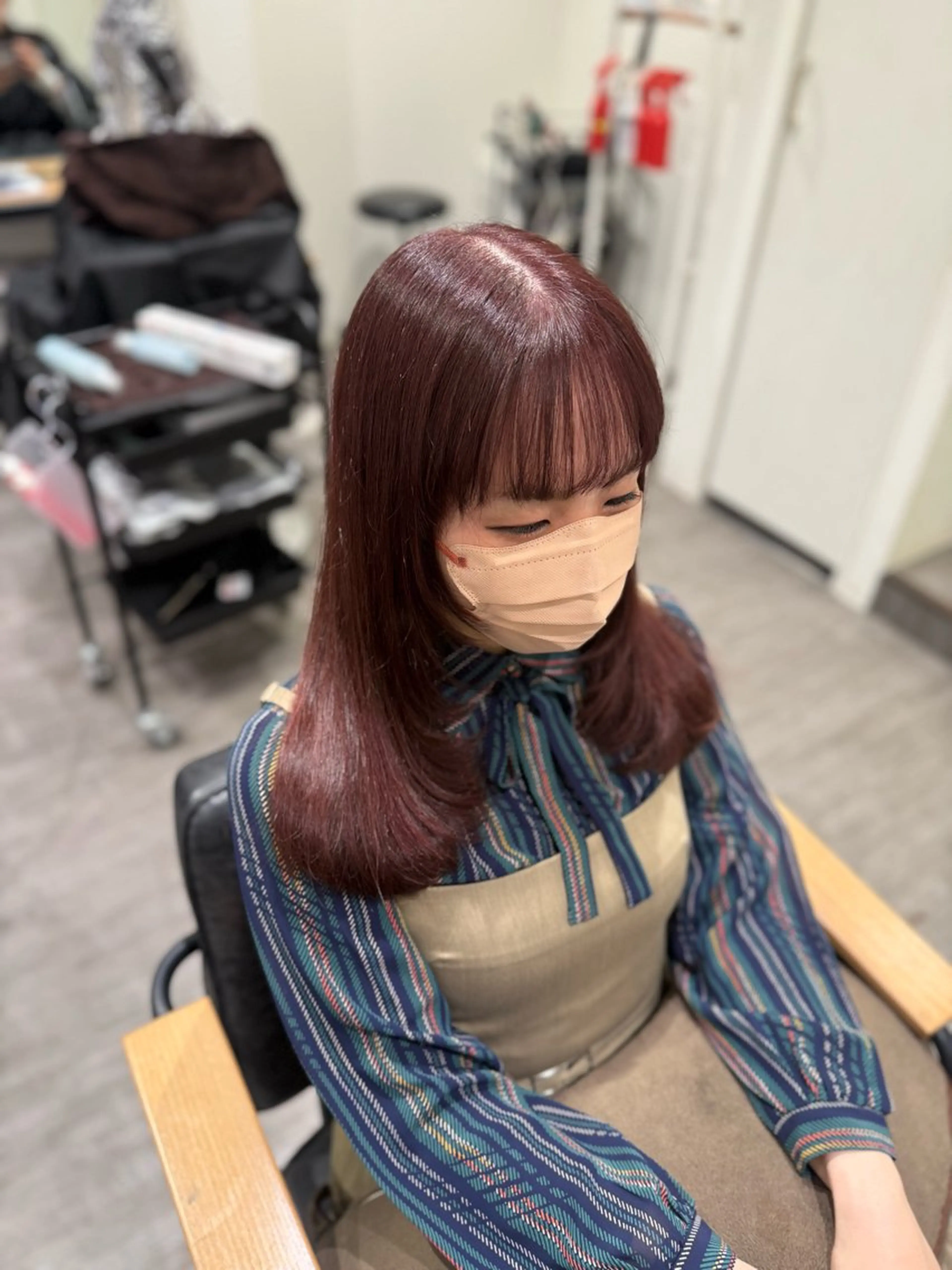 ミディアム カラー レイヤーカット カット ヘアカラー トリートメント 艶髪レイヤー上田 紗也🇰🇷💗のヘアスタイル