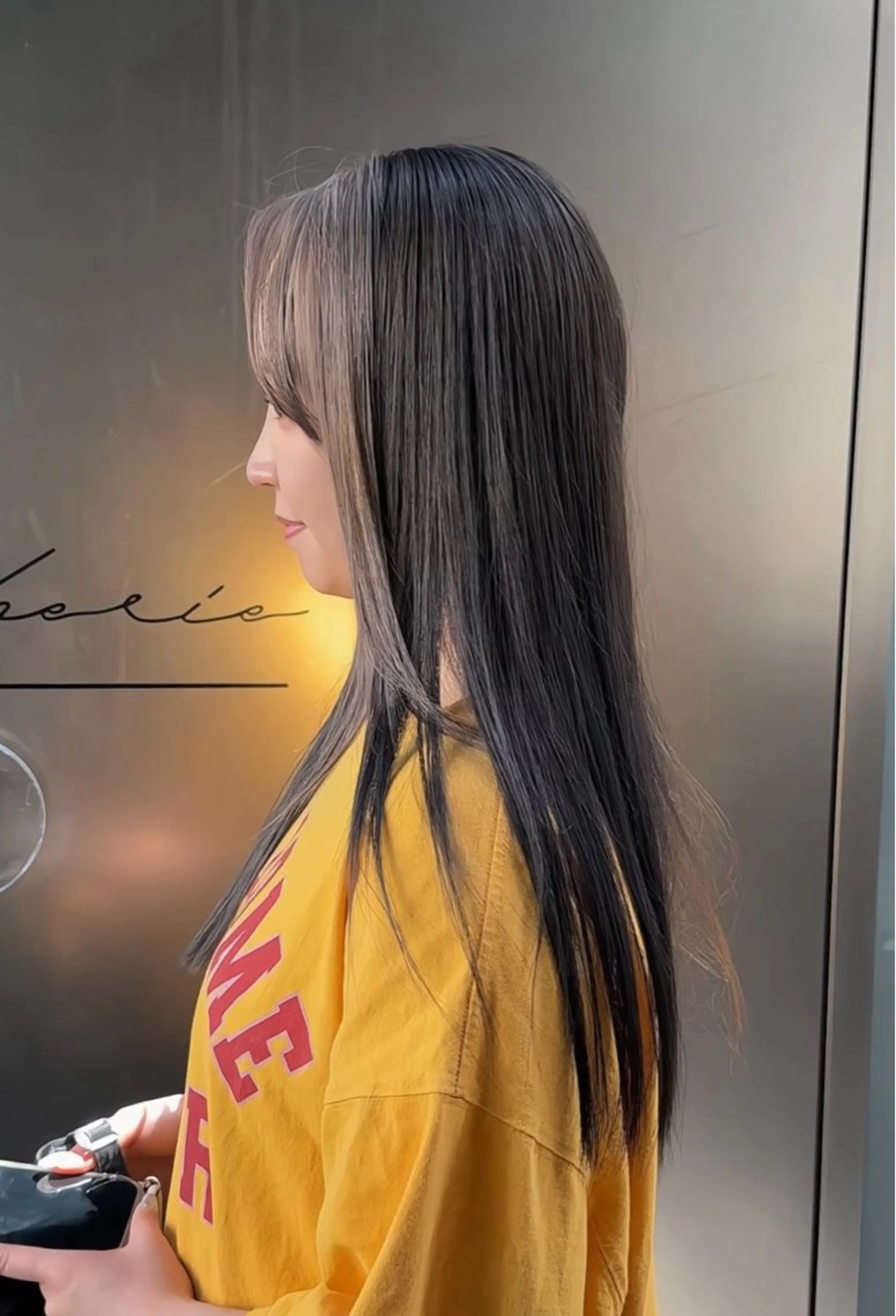 ロング カラー ミストバング  フェイスフレーミング ヘアカラー CHERIEブリーチ ダブルカラー　天神のヘアスタイル