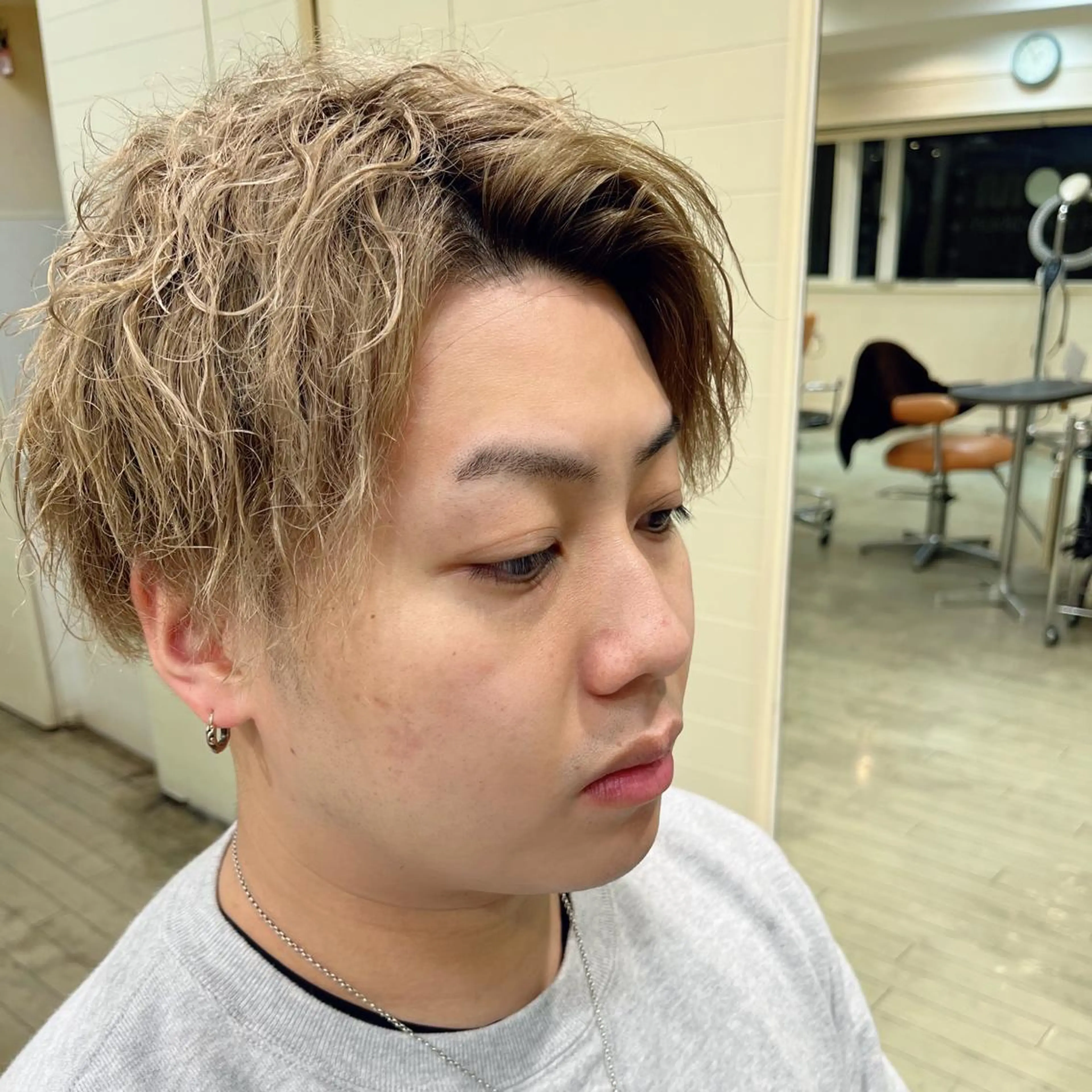 ショート パーマ メンズ ボブ/透明感カラー /大宮/たぐち🥣のヘアスタイル