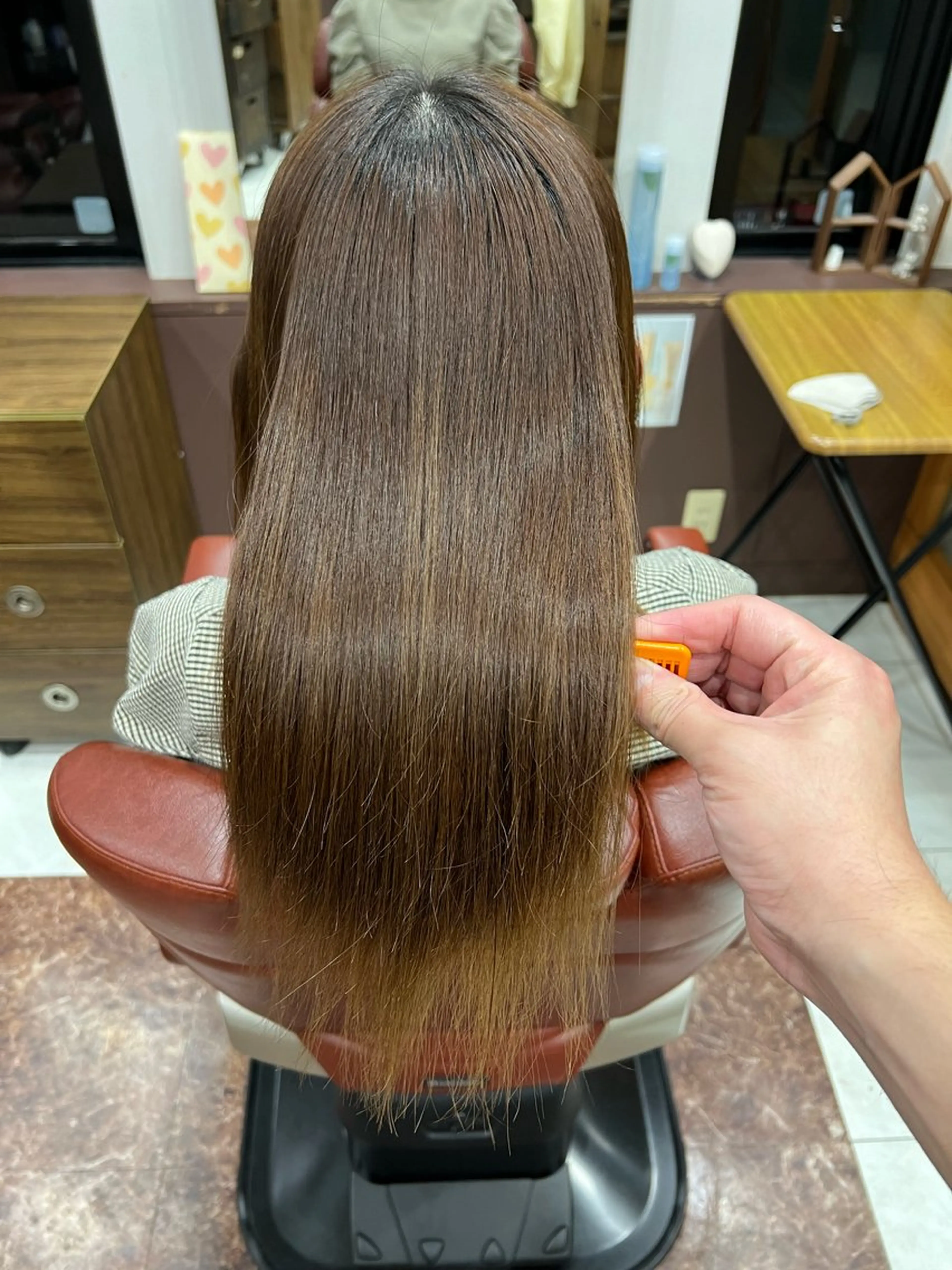 セミロング ハイライト 縮毛矯正 縮毛矯正 藤田 竜成のヘアスタイル