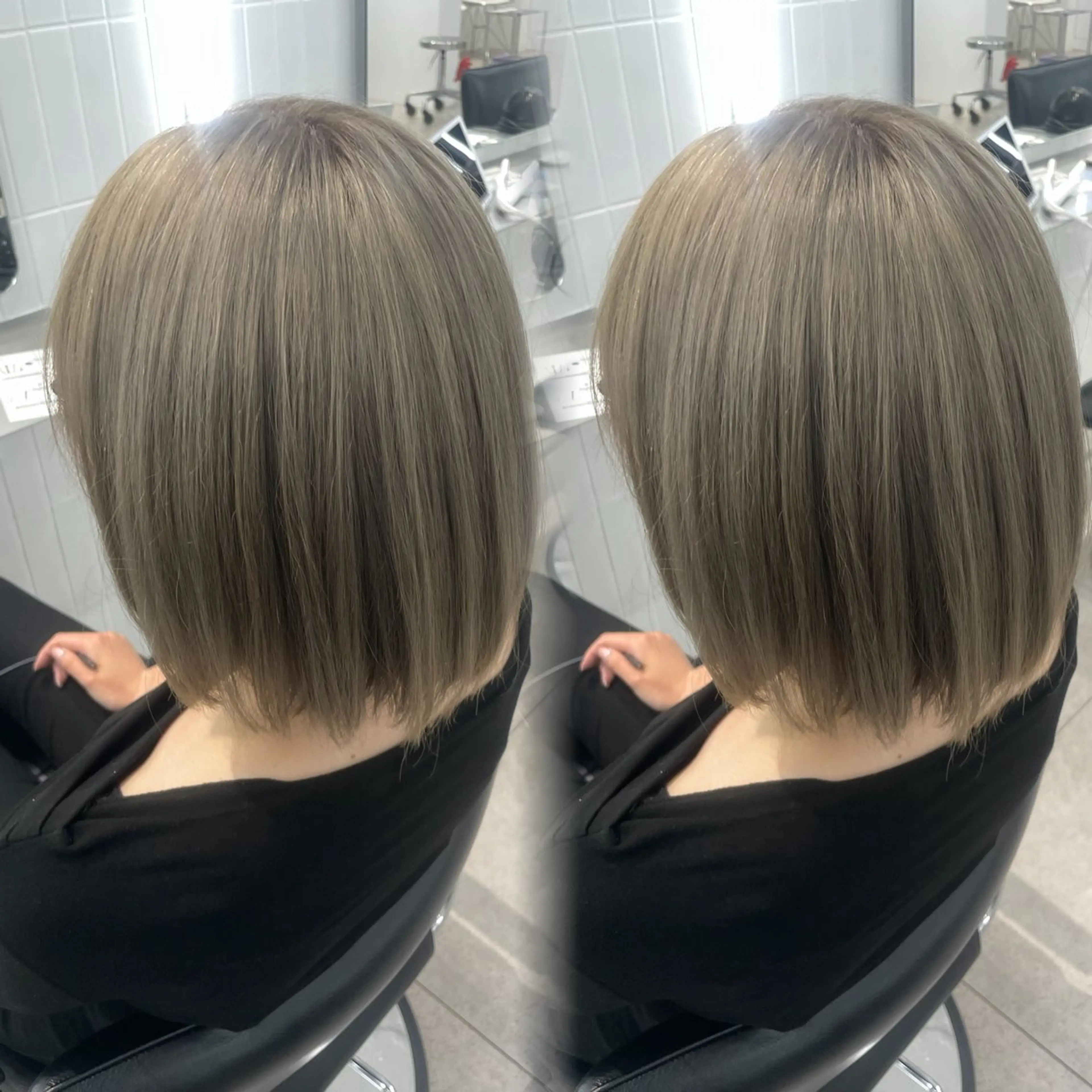 ミディアム カラー グレージュ ヘアカラー トリートメント 表参道/ハイライト バレイヤージュのヘアスタイル