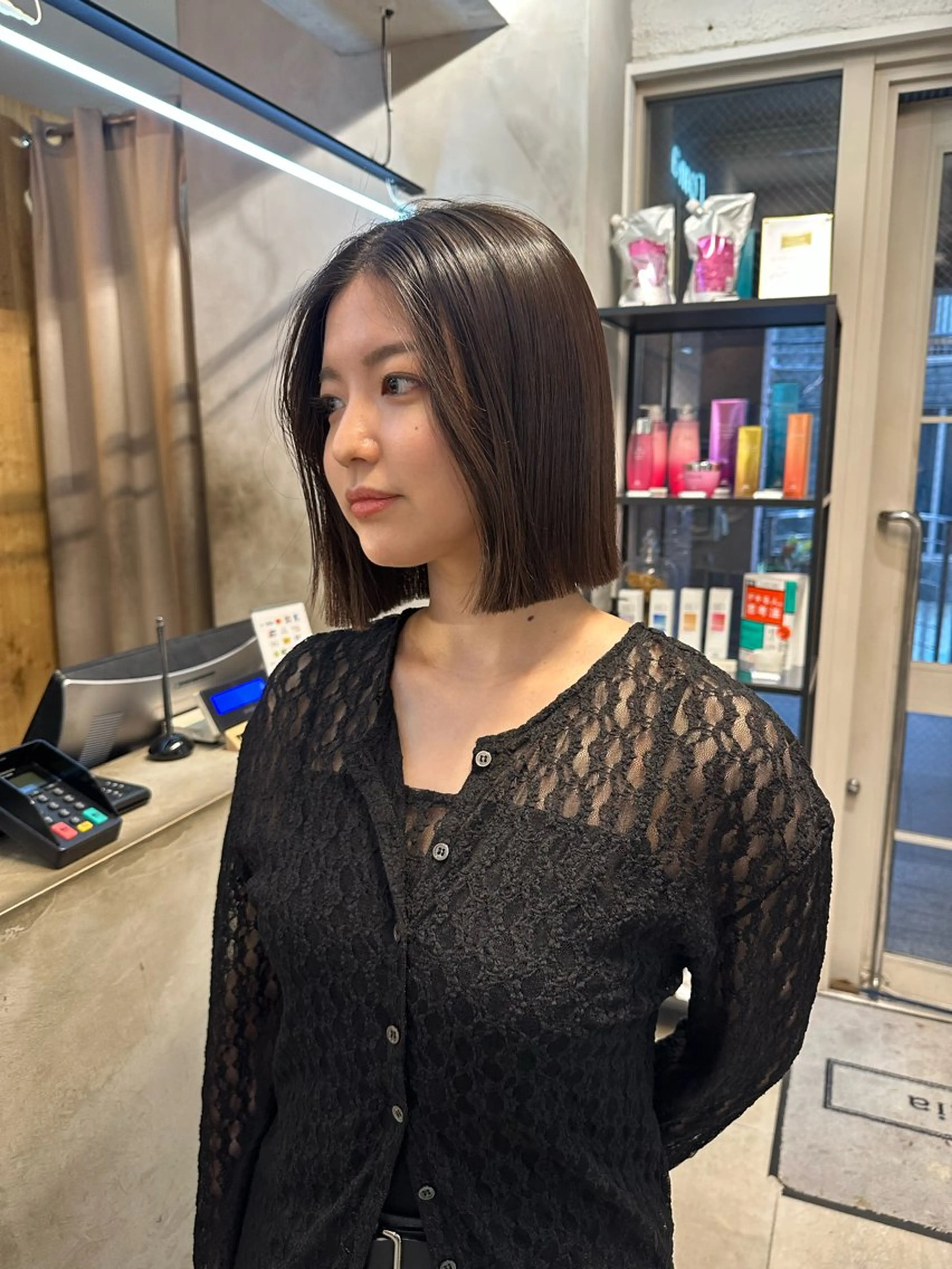 ショート ボブ 縮毛矯正 カット 縮毛矯正 REINA☁️透明感 カラー/ぷつっと♡のヘアスタイル