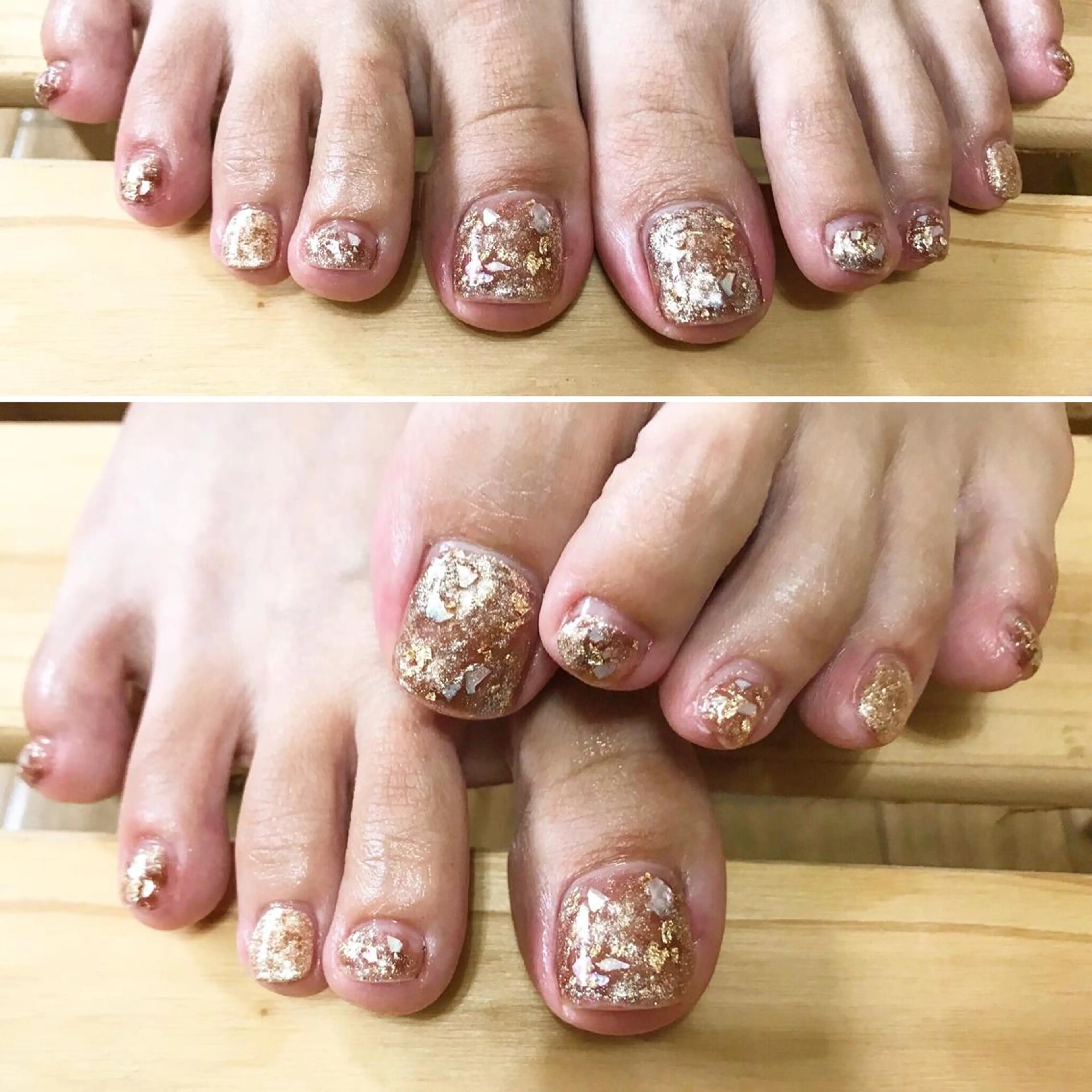 ネイル ブラウン フットネイル シンプルネイル 春ネイル 夏ネイル フットネイル nail fufla ♡yamane♡のネイルデザイン