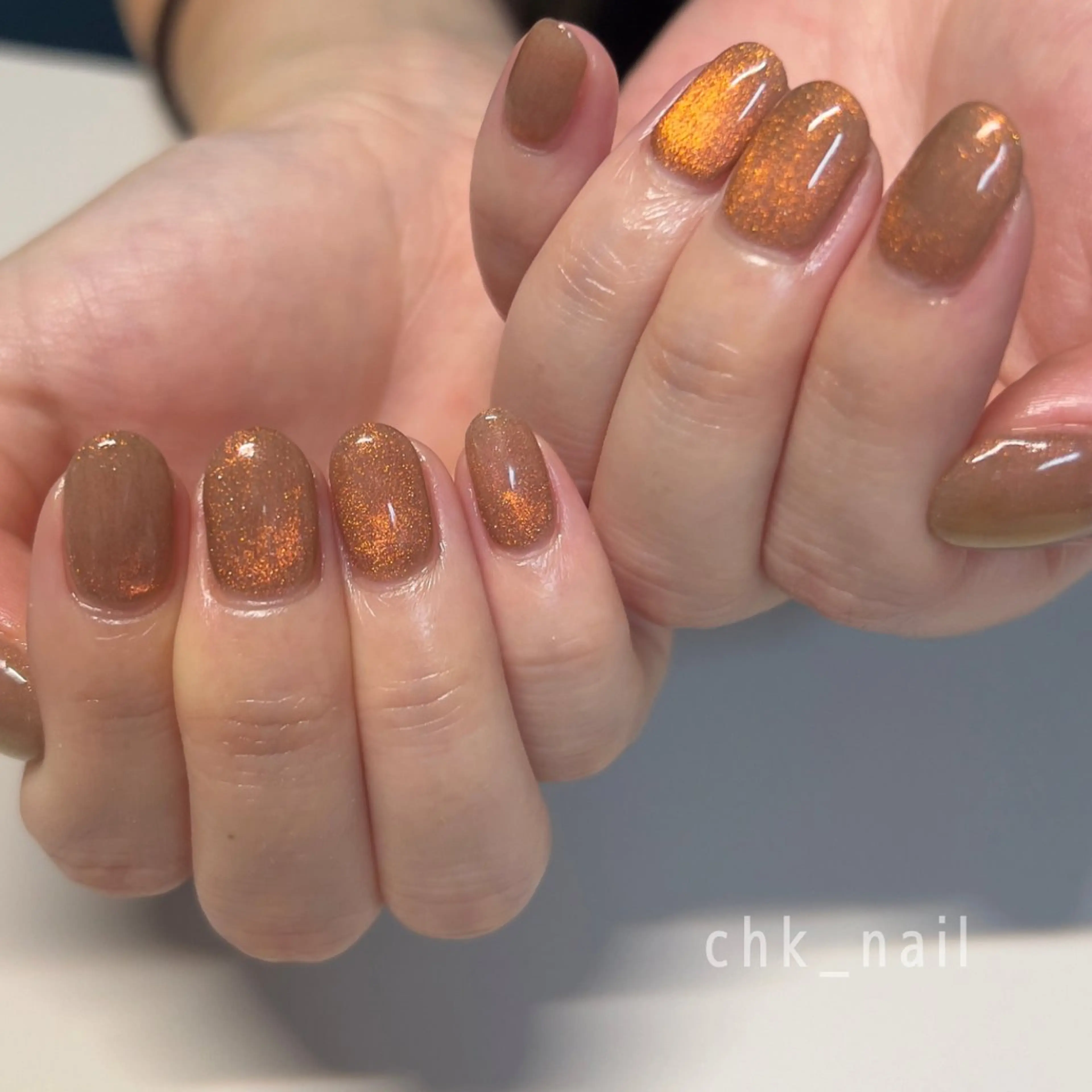 ネイル マグネットネイル オレンジ takahashi chikaのネイルデザイン