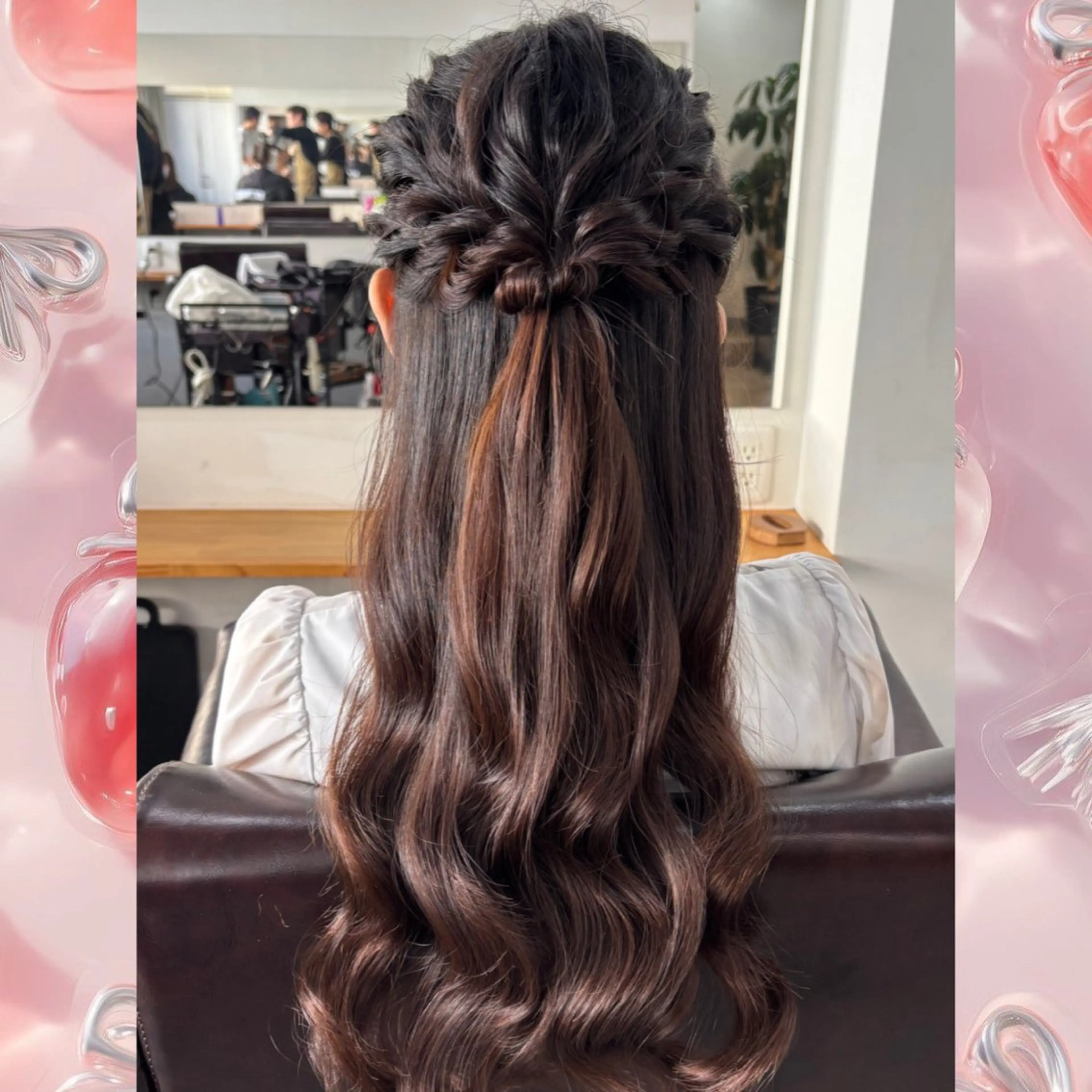 ロング ヘアアレンジ ハーフアップ ヘアセット 河原 彩心【練習モデル】のヘアスタイル