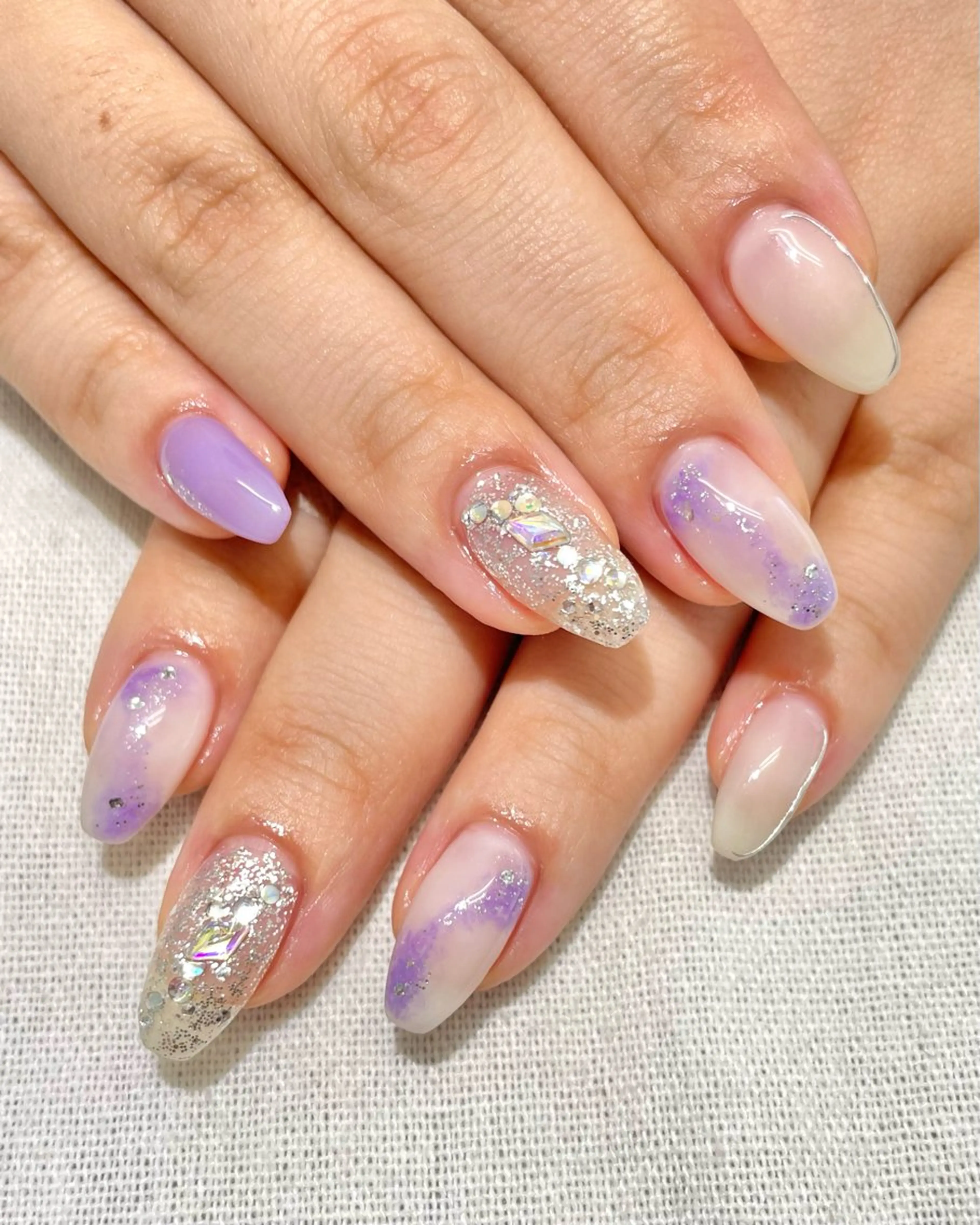 ネイル ニュアンスネイル パープル ハンドネイル nail salon Cottonのネイルデザイン