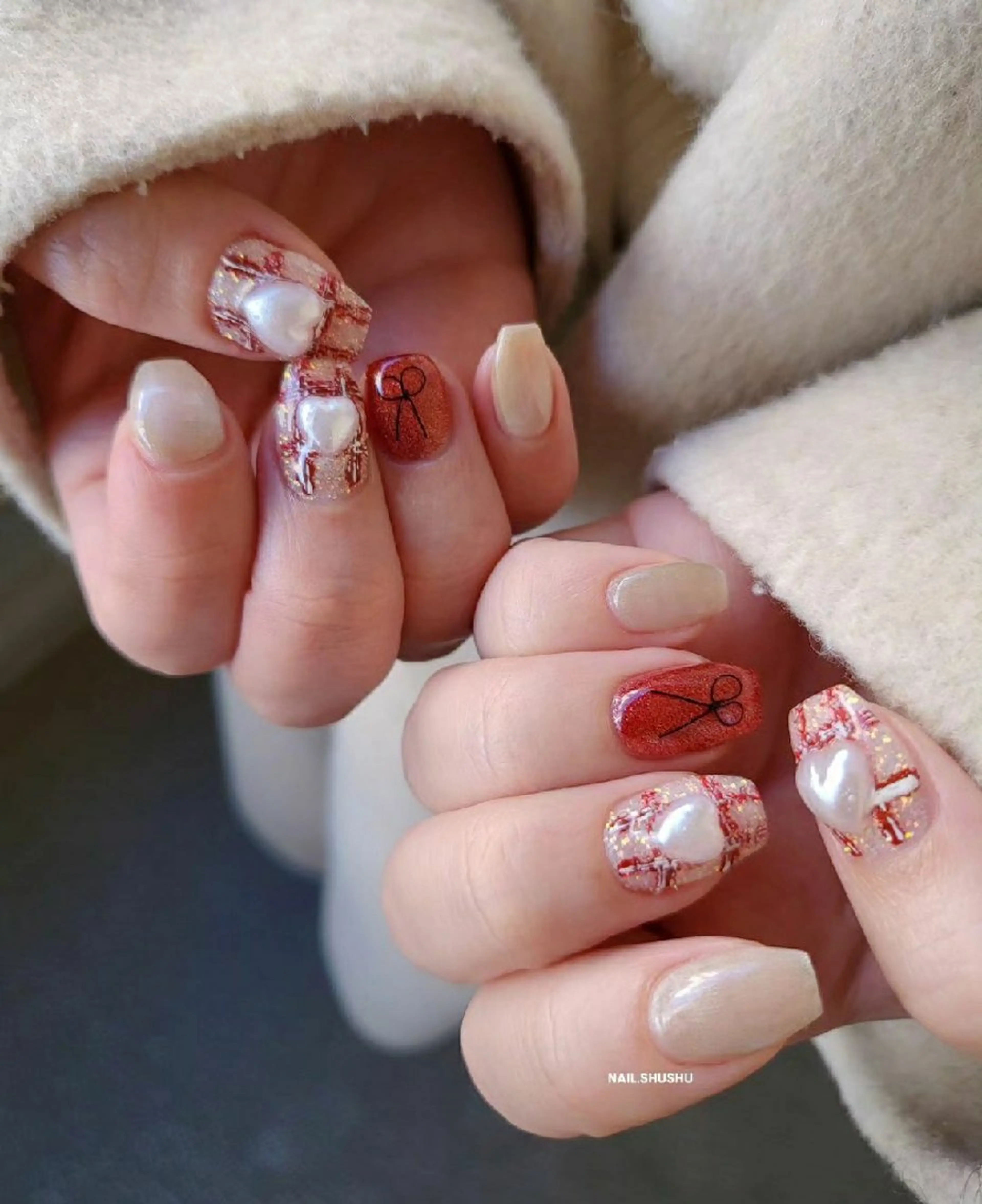 ネイル 持ち込み ニュアンスネイル ワンカラーネイル シンプルネイル 冬ネイル ハンドネイル 3dパーツ/流行り 👧shushu❤️のネイルデザイン