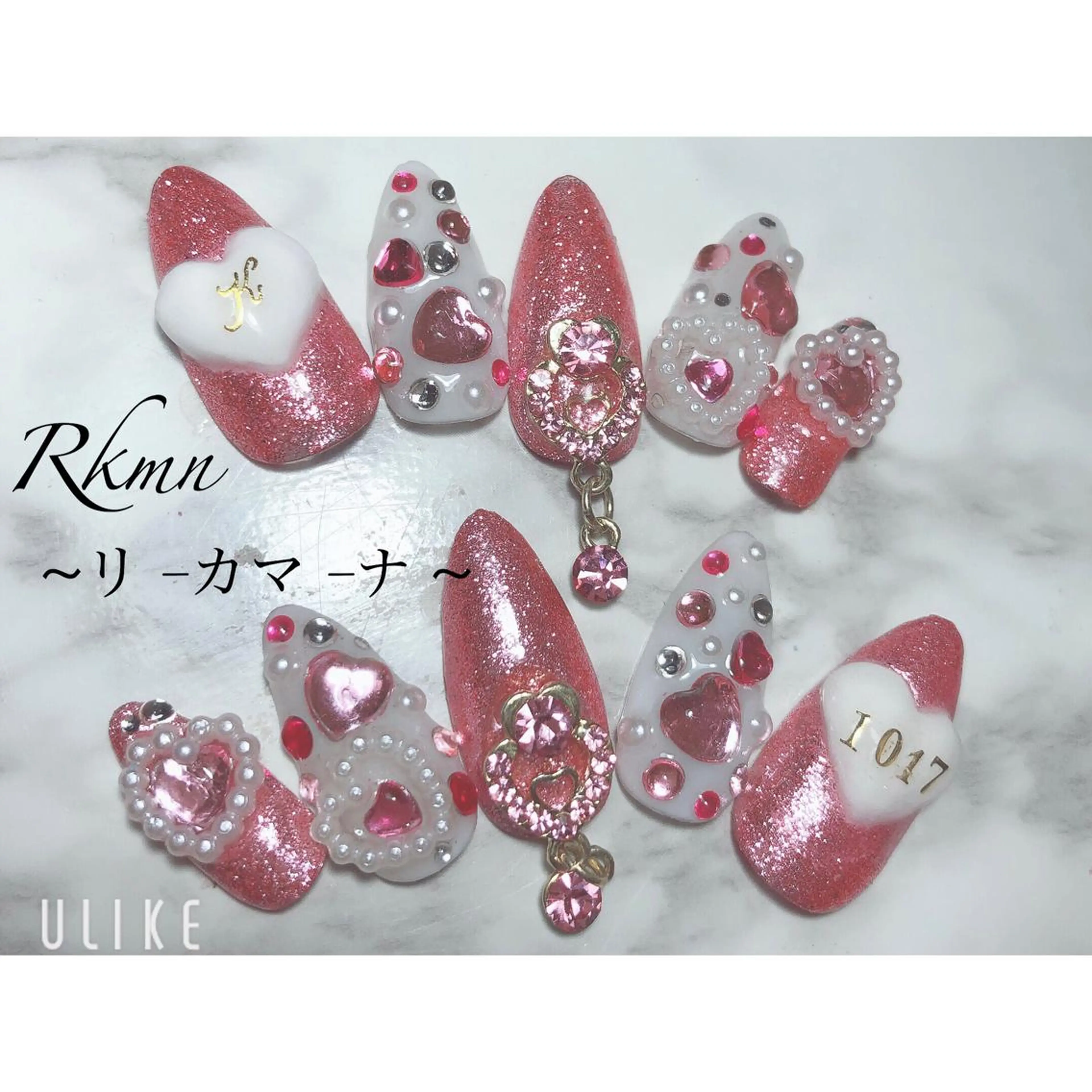 ネイル アートネイル フレンチネイル ジェルネイル グラデーション ハート Rkmn ~リ-カマ-ナ~のネイルデザイン