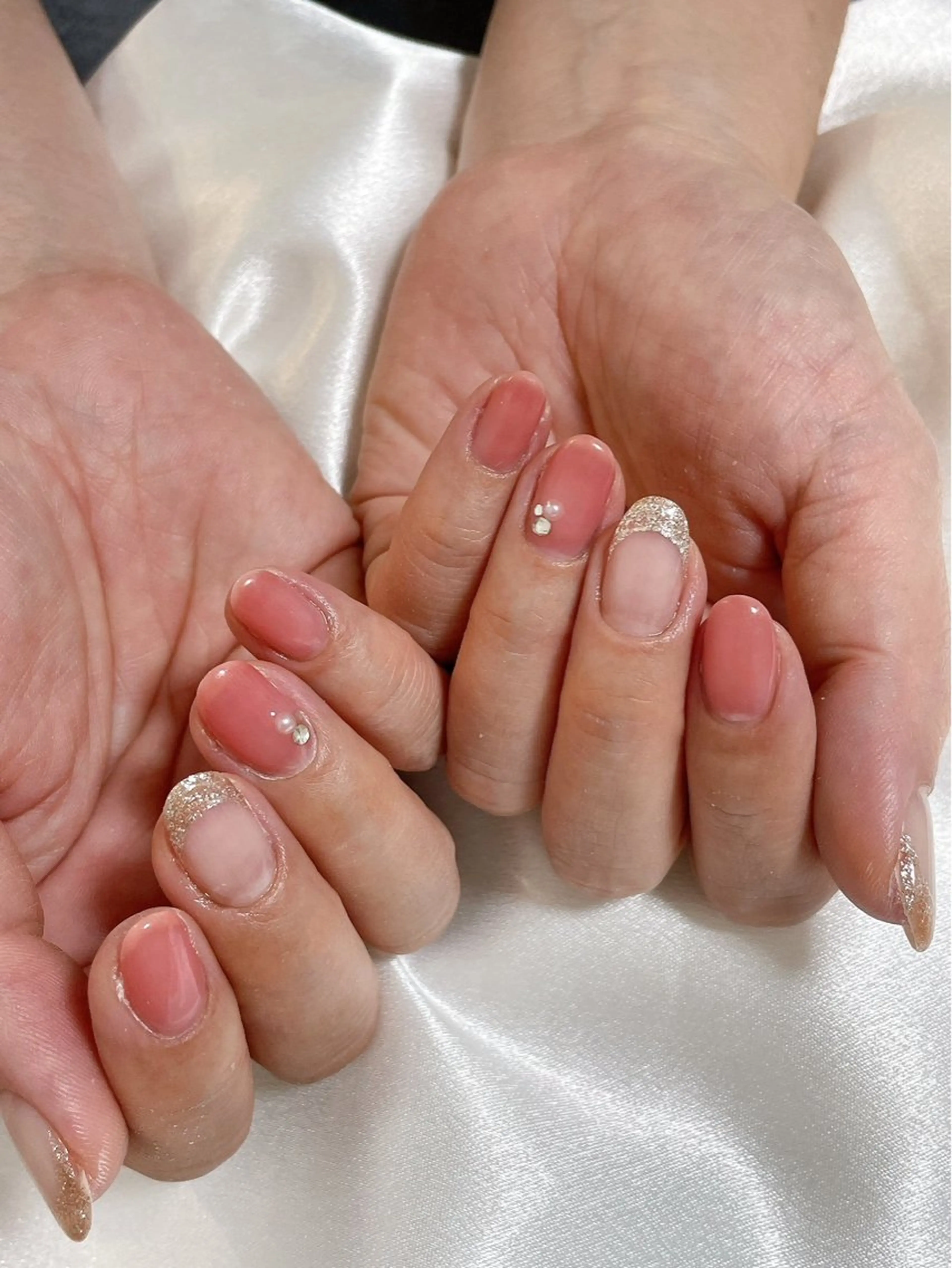 ネイル オーロラネイル 桜ネイル フラワーネイル フットネイル フレンチネイル ハンドネイル kikinail 溝の口のネイルデザイン