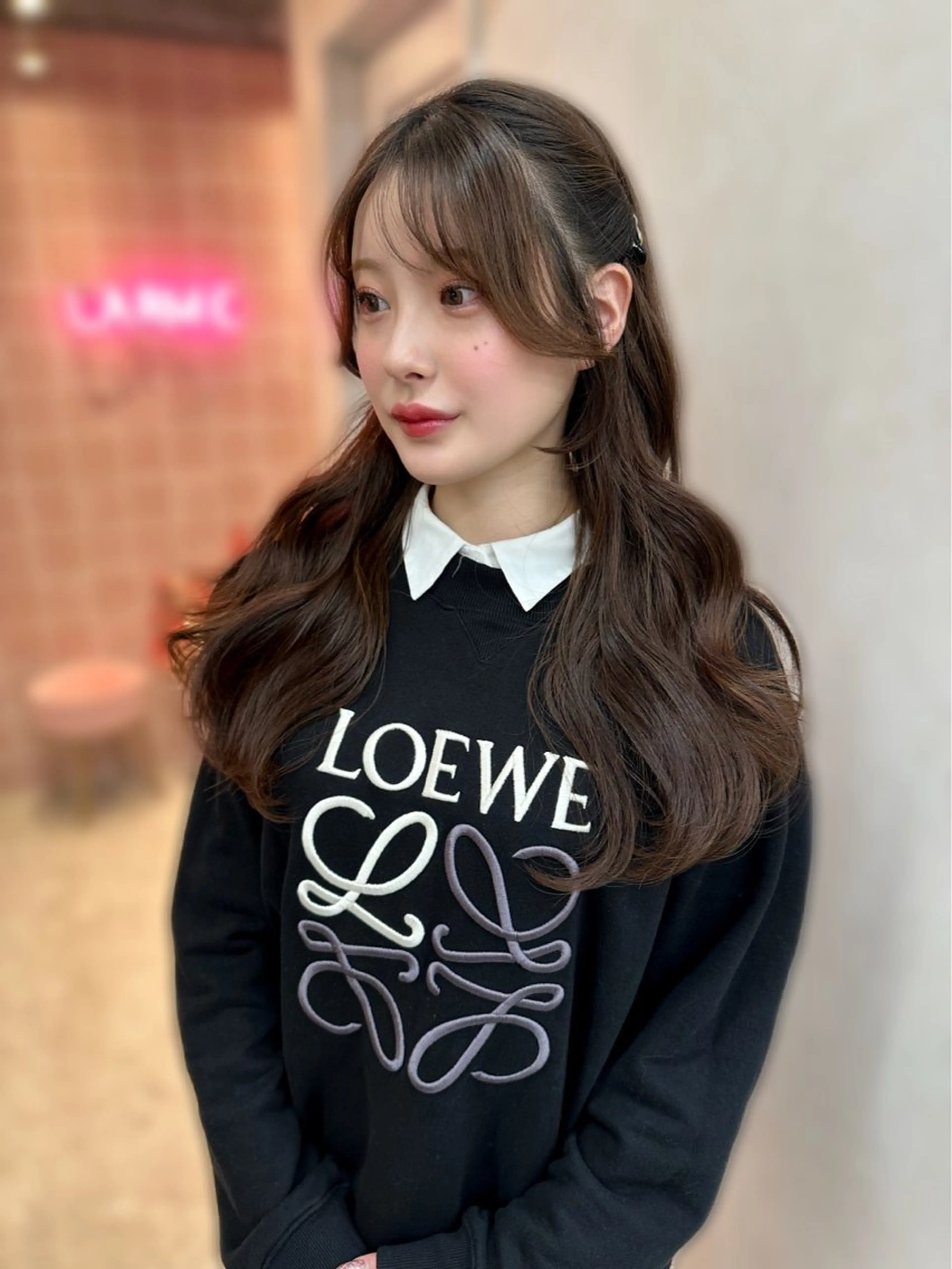 ロング カラー ヘアアレンジ くびれヘア ヨシンモリ 韓国風ヘア 新宿/韓国ヘア 中明度カラー/かやのヘアスタイル