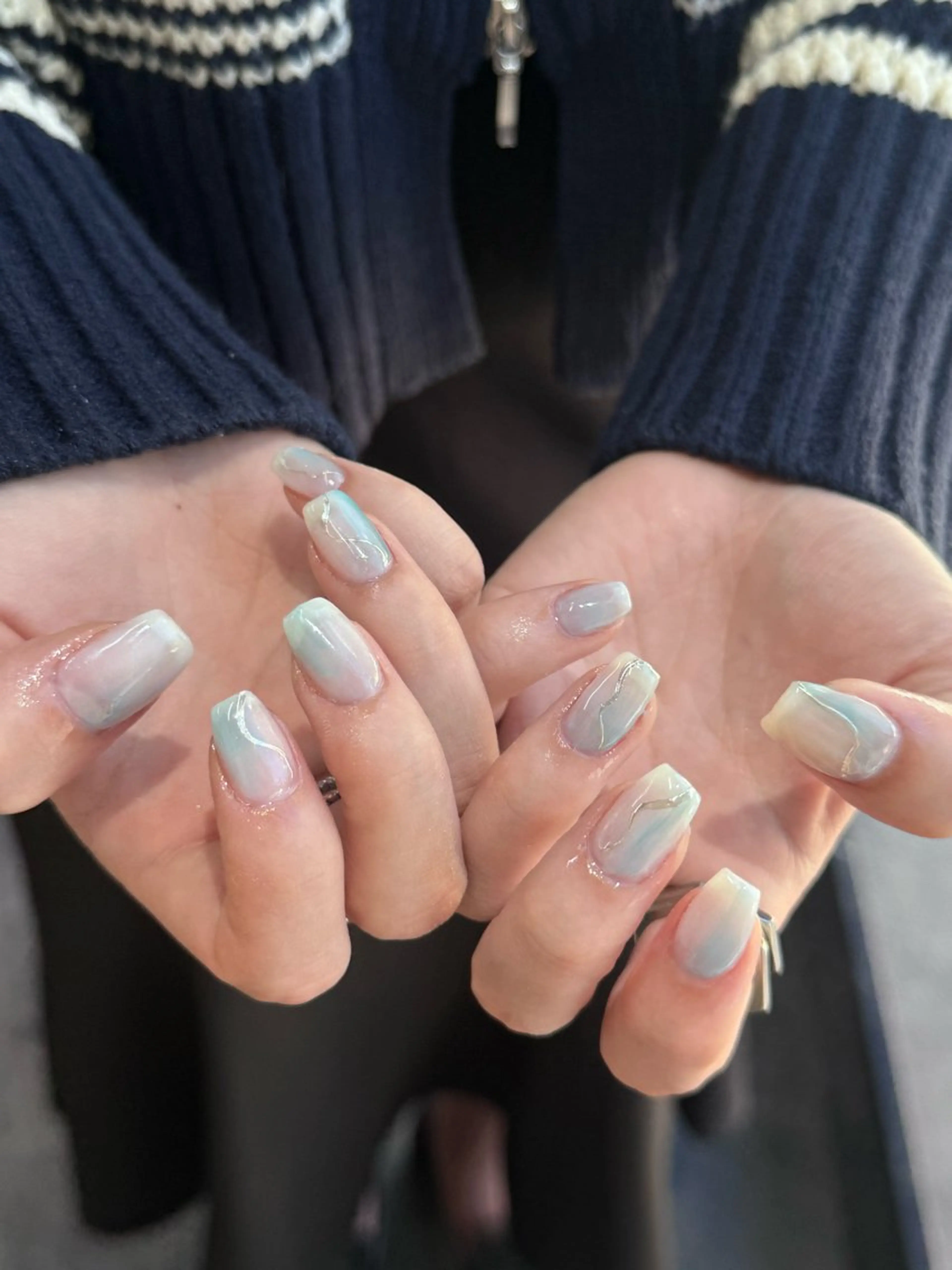 ネイル フレンチネイル マグネットネイル ニュアンスネイル ワンカラーネイル ハンドネイル GRANDE大須 Cecil💜のネイルデザイン