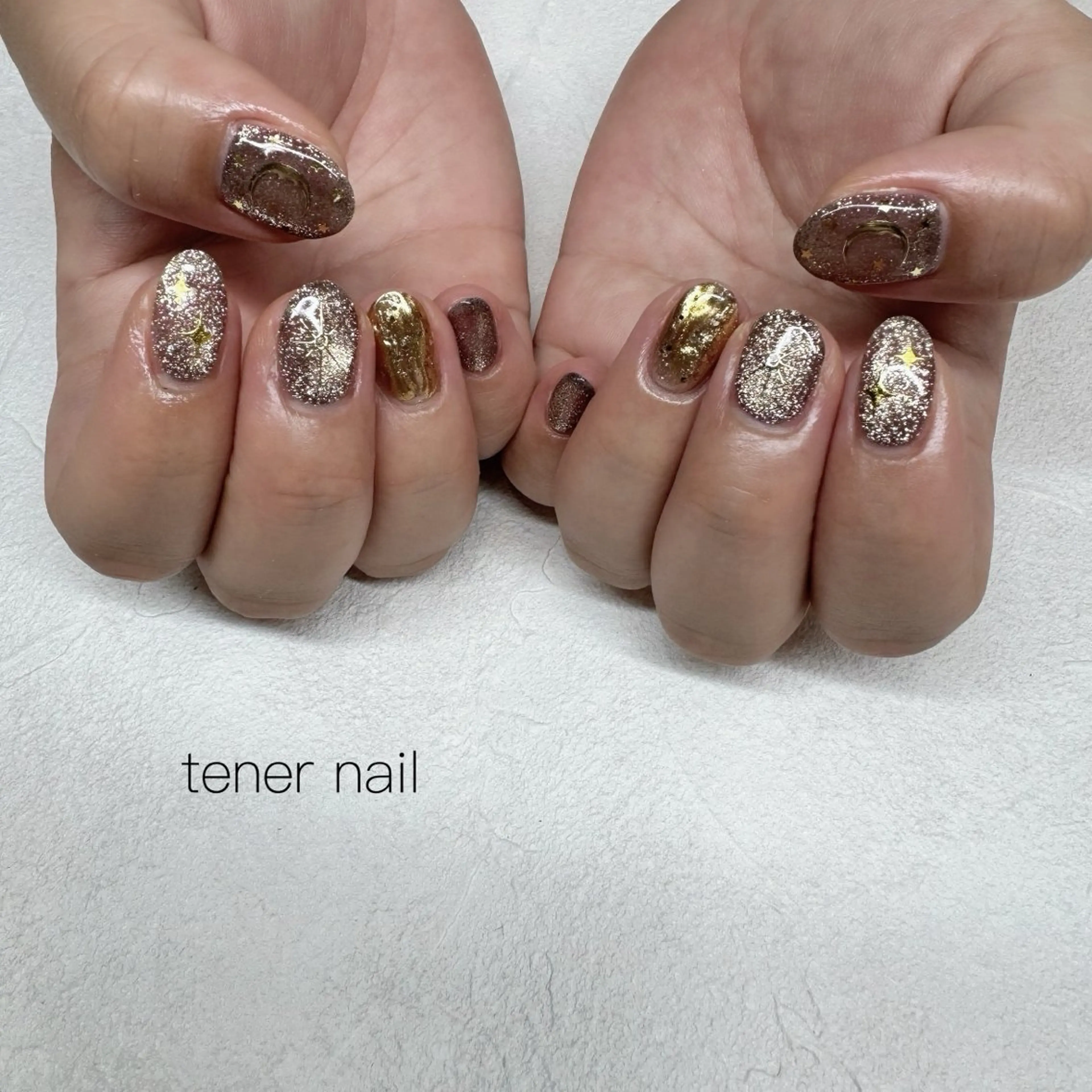 ネイル ゴールド マグネットネイル ハンドネイル テネルネイル tener nailのネイルデザイン