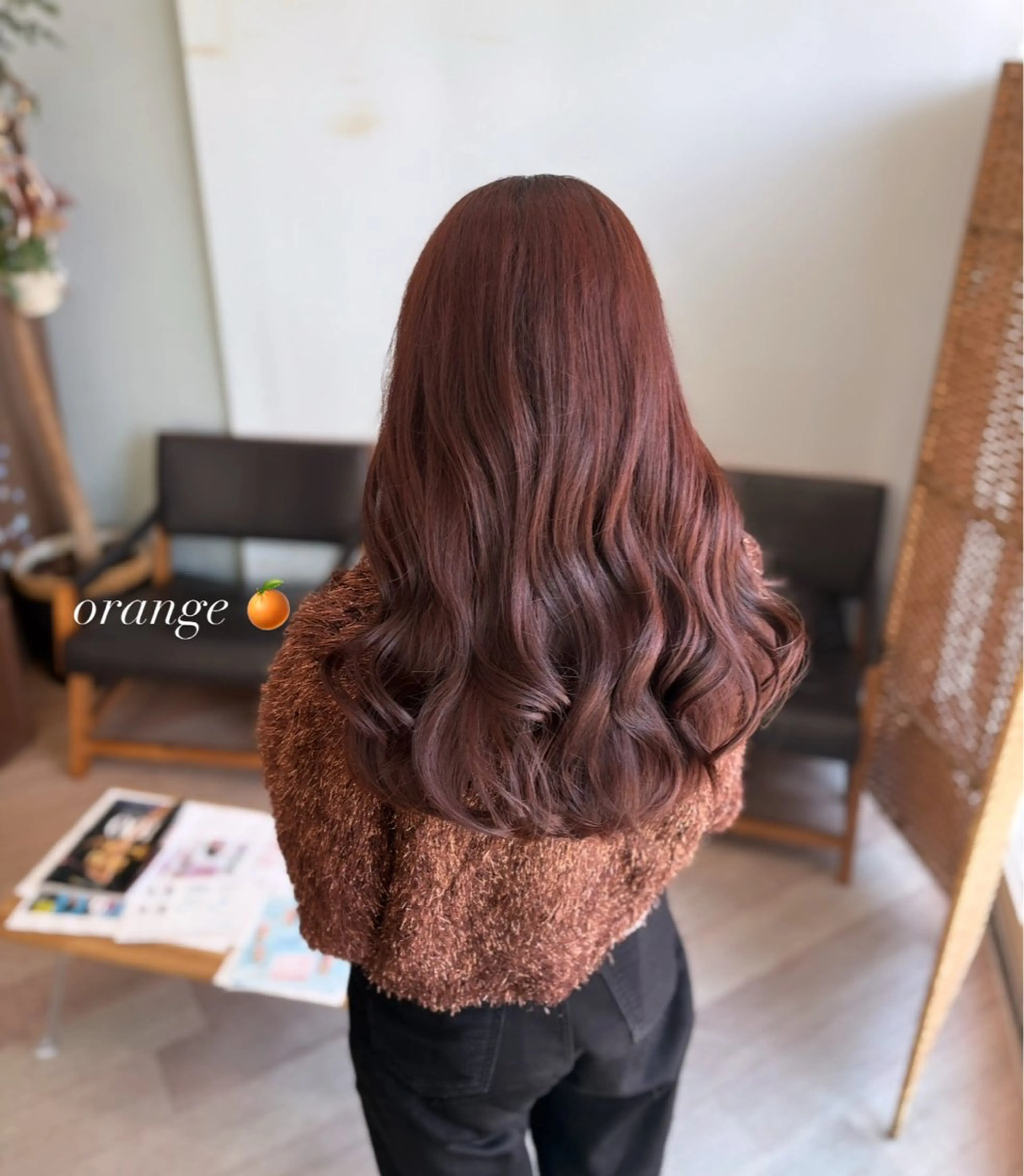 ロング カラー オレンジ トリートメント シミズ カエデ🍁のヘアスタイル