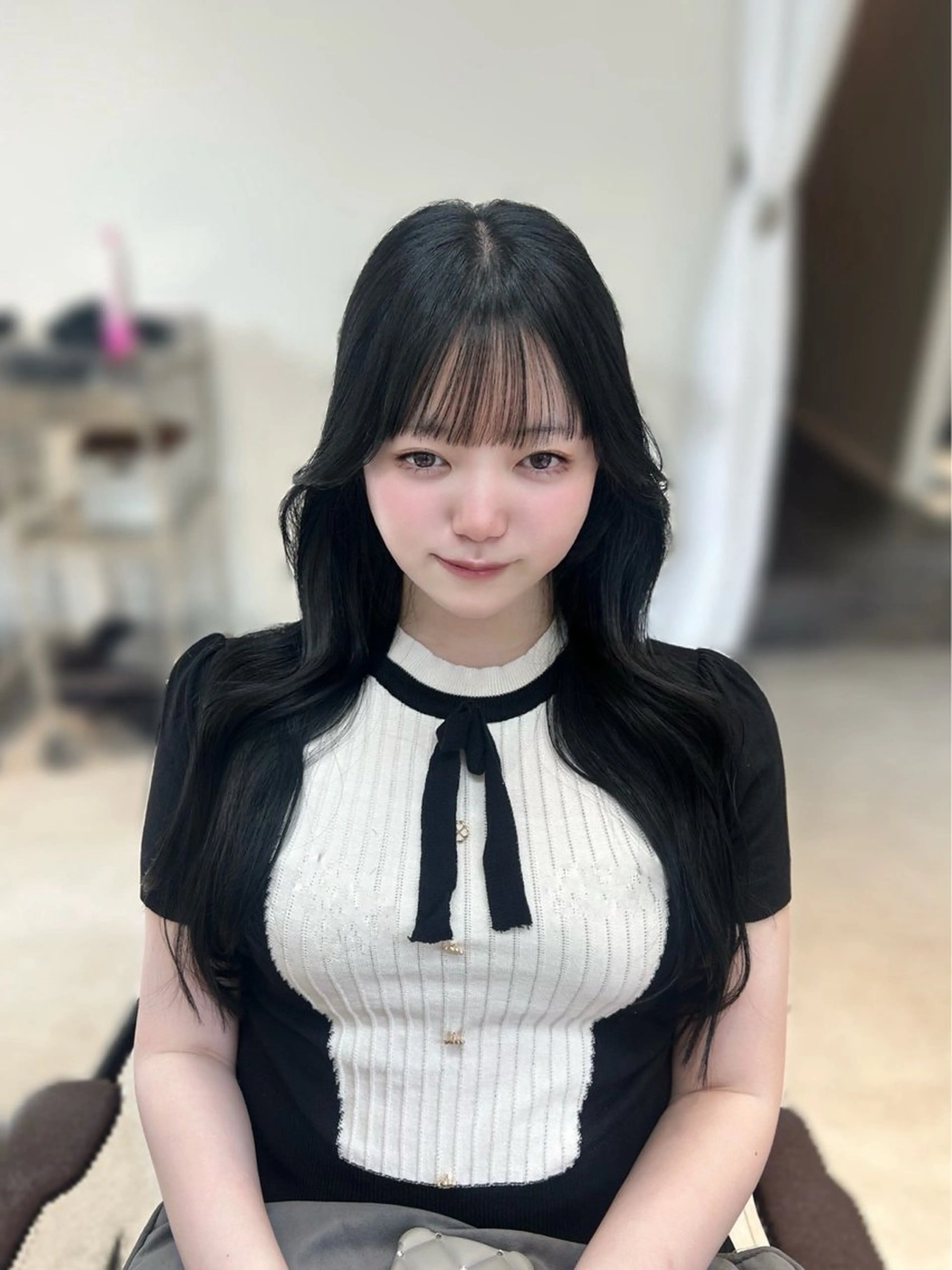 ロング カラー カット ヘアカラー ninaアイドル前髪 ×透明感🎀のヘアスタイル