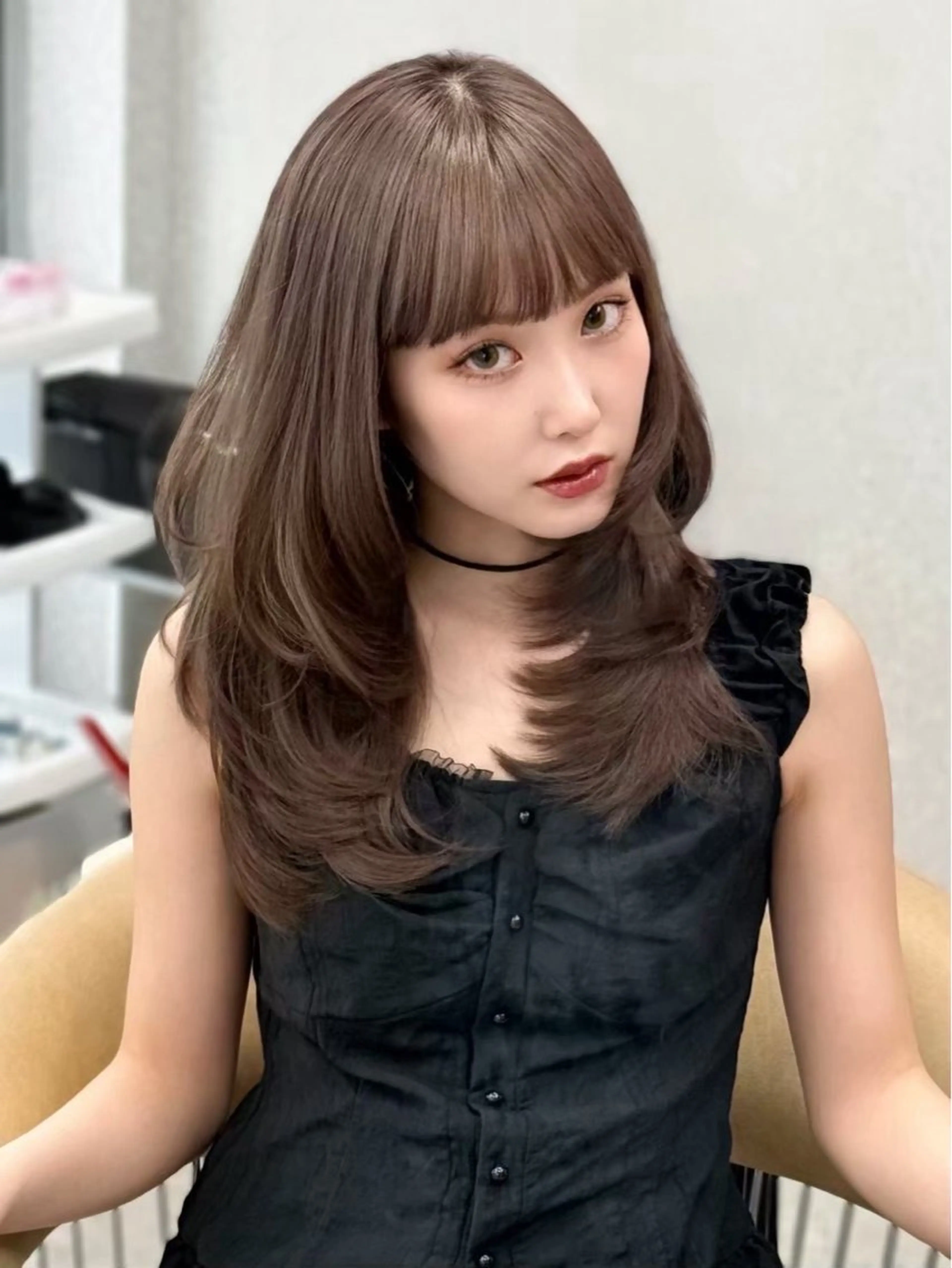 ロング カラー 顔周りカット レイヤーカット 似合わせカット 小顔カット 当日予約/天神美容室 HACKのヘアスタイル