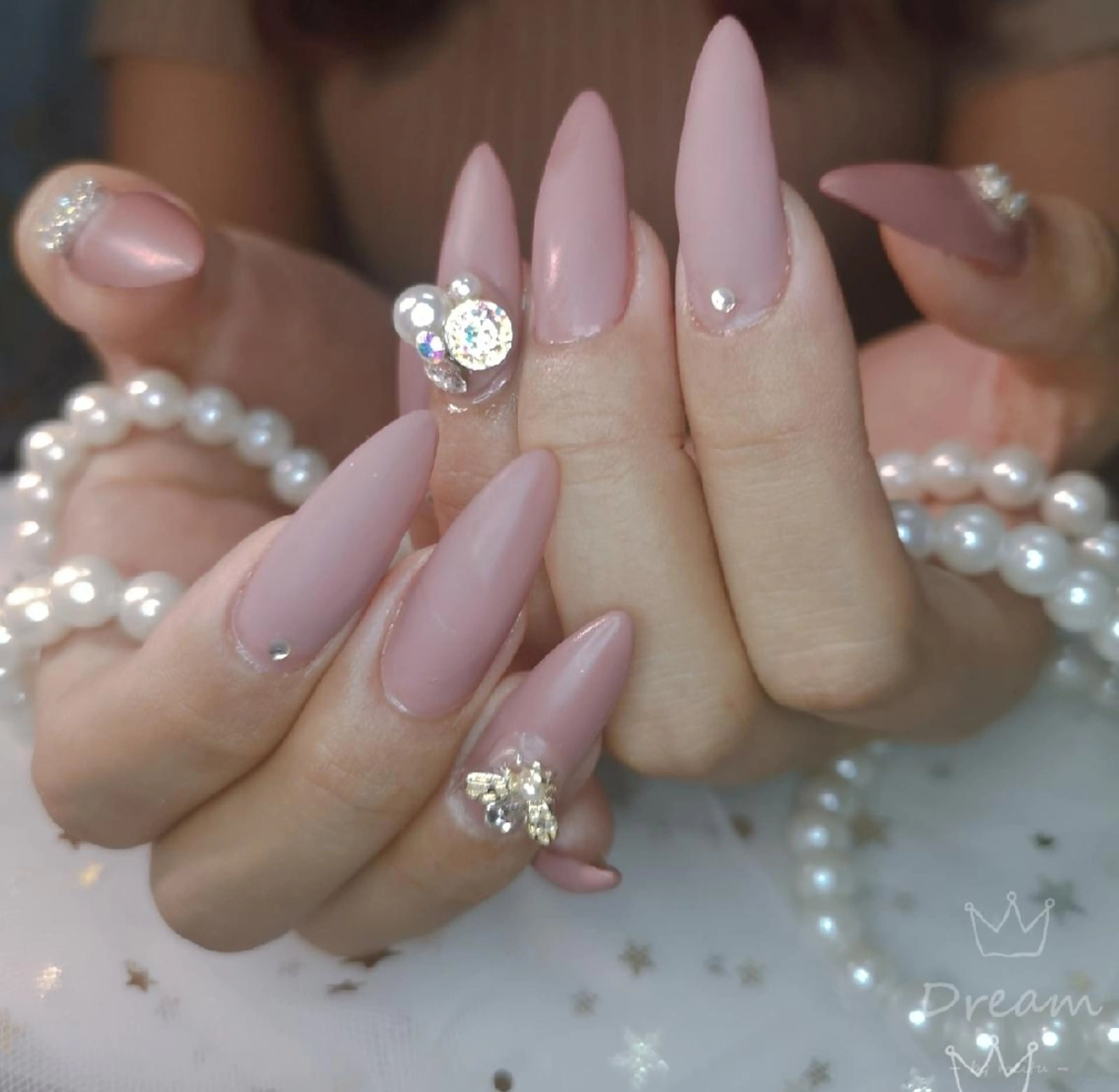 セミロング ネイル フィルイン・深爪矯正 長さ出し🎀のネイルデザイン